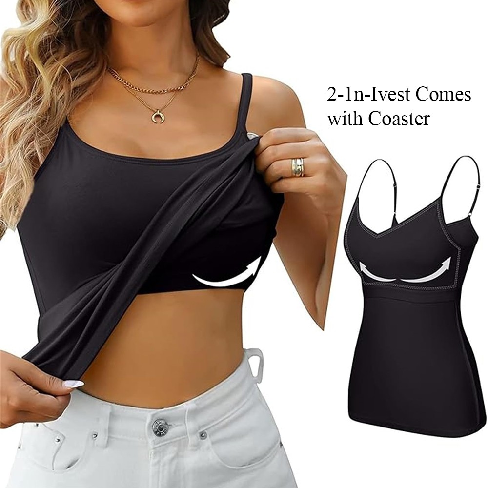 Women Camisole With Built in Bra Padded Vest Tops With Shelf Cami Tank Underwear