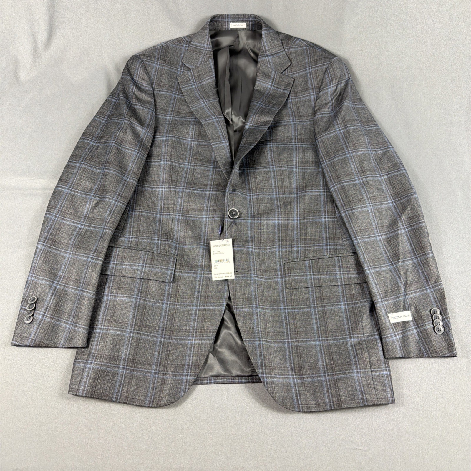 Peter Millar Sport Coat Flynn Checks 38R Charcoal Wool NWT MSRP $795 Peter Millar Sport Coat Flynn Checks 38R Charcoal Wool NWT MSRP $795