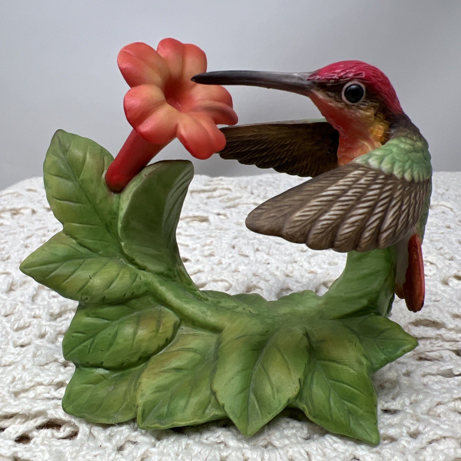 Ruby Topaz Hummingbird With Trumpet Creeper Bronson Collectibles 1996 EUC VTG