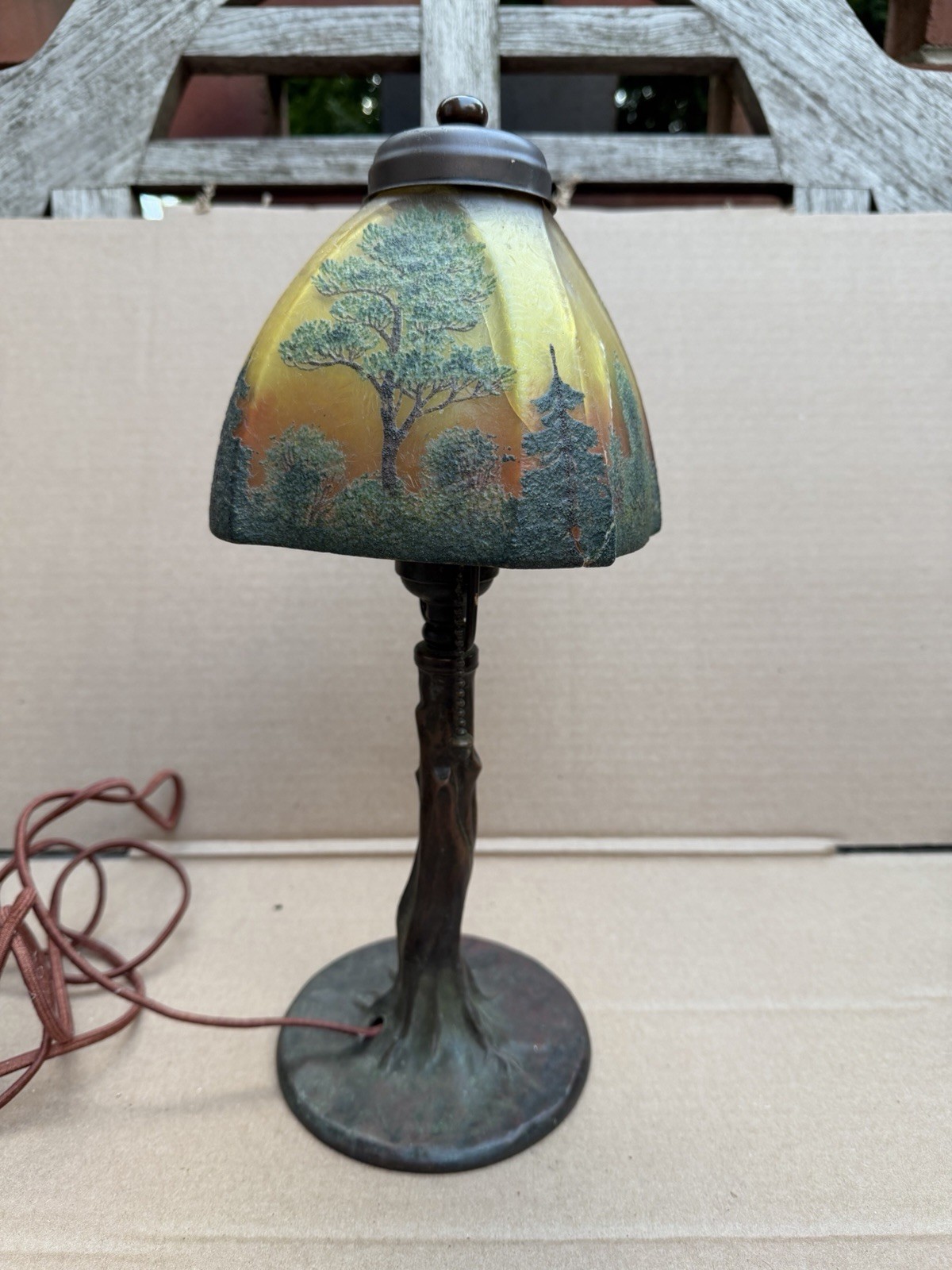 Antique Handel Bronze Tree Trunk Base As Is