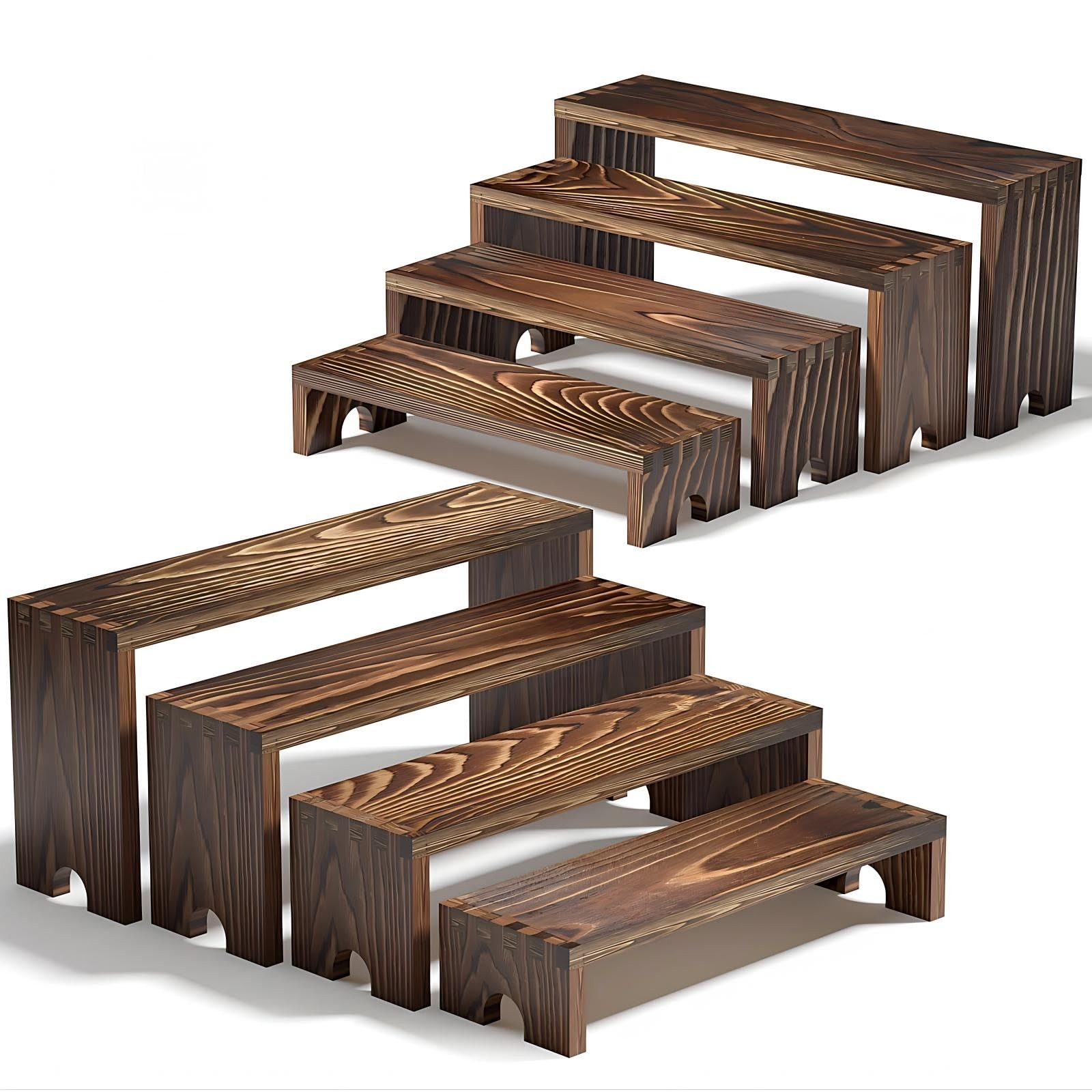 2 Set Wooden Tiered Risers Display Stands for Vendor Events,Stackable Wood 2 Set Wooden Tiered Risers Display Stands for Vendor Events,Stackable Wood
