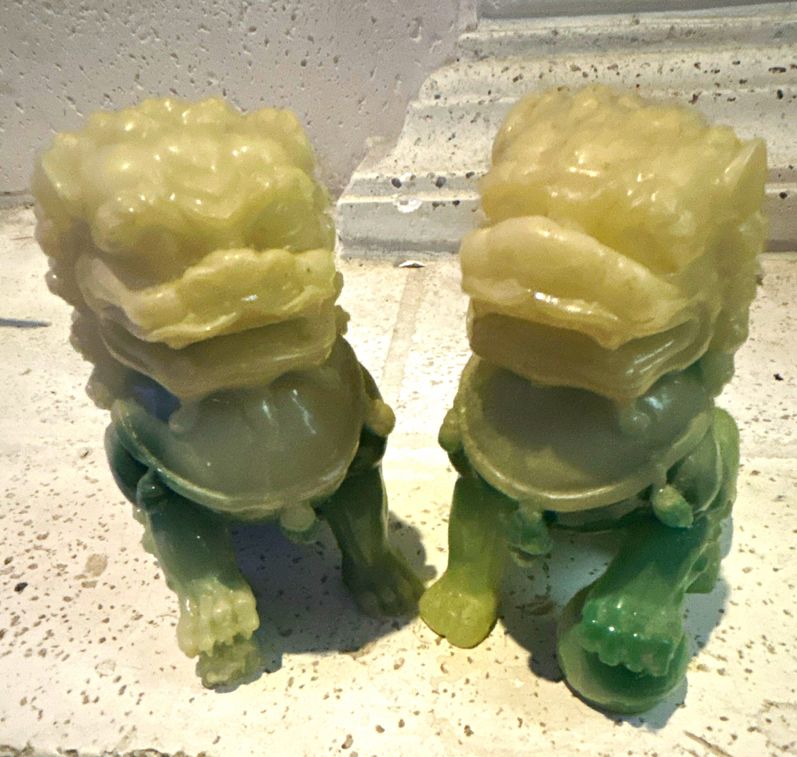 Pair of Chinese Carved Stone Foo Dog Guardian Lion Figurines - History N/A Pair of Chinese Carved Stone Foo Dog Guardian Lion Figurines - History N/A