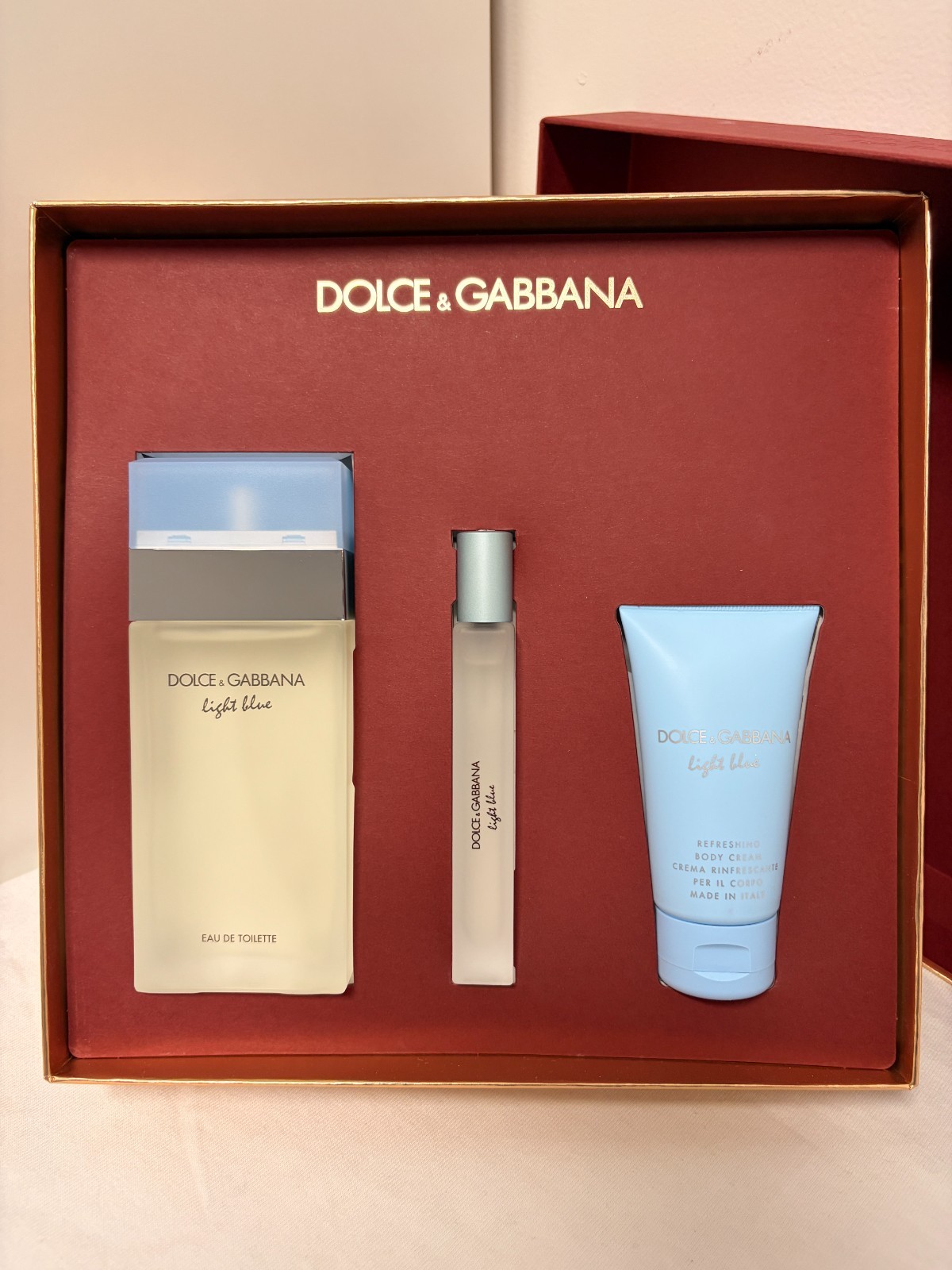 Dolce & Gabbana Light Blue for Women 3-Piece Gift Set 3.3 oz EDT Travel Spray Bo