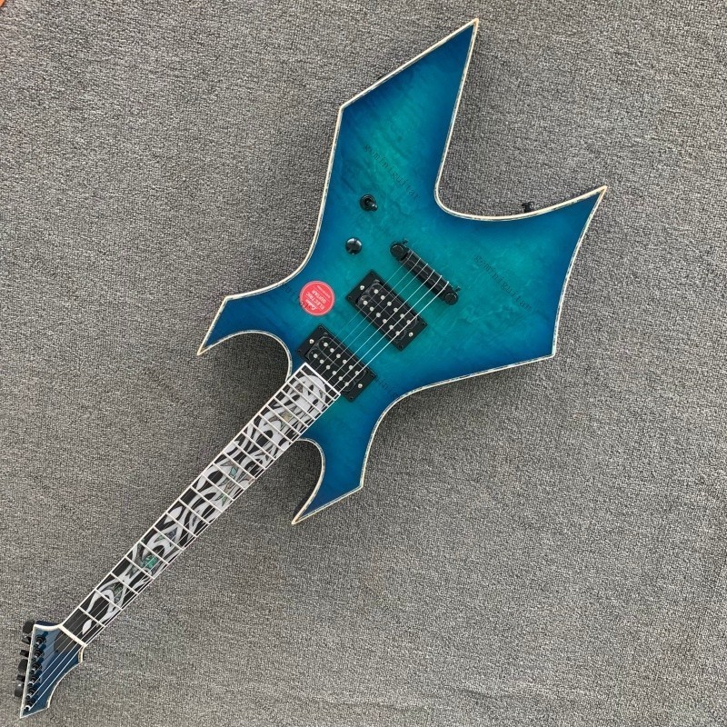 Custom electric guitar blue bone nut Rounded fret Edge stainless Fret