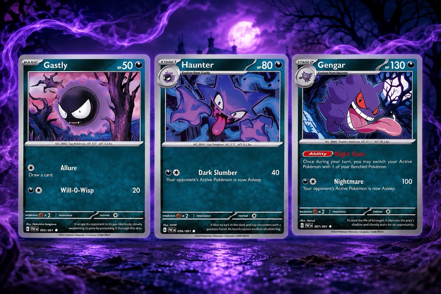 Gastly, Haunter, Gengar Set - Near Mint - Pokemon TCG Gastly, Haunter, Gengar Set - Near Mint - Pokemon TCG
