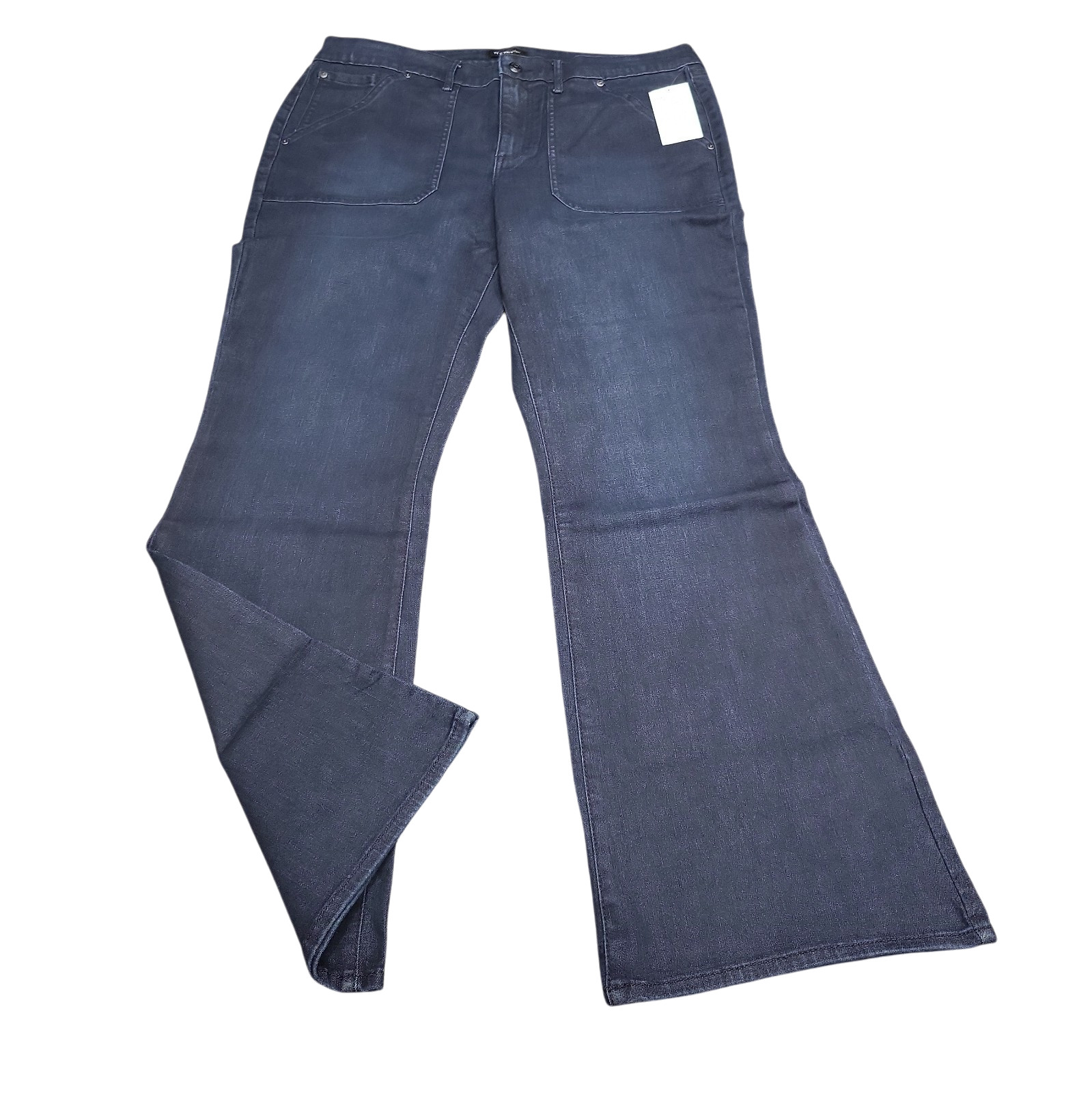 H by Halston Womens Premier Denim Flare Jeans Blue Size 16