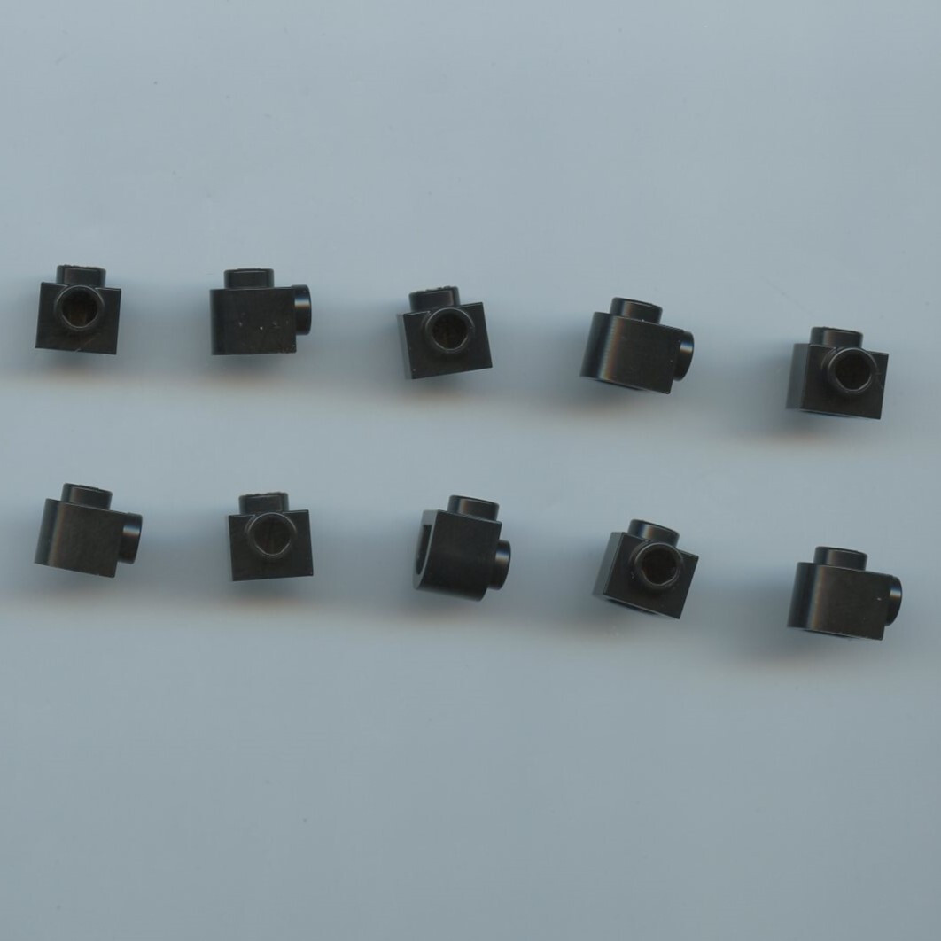 LEGO x 10 Black Brick, Round 1 x 1 x 2/3 Half Circle Extended with Stud on Side