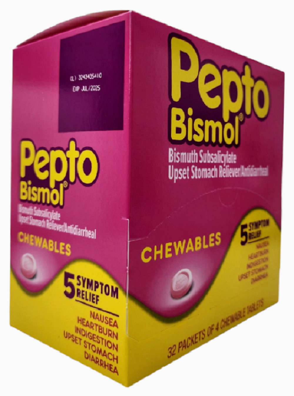 Pepto Bismol Chewables Dispenser - 32 Packs of 4 Tablet Each-Free Shipping Pepto Bismol Chewables Dispenser - 32 Packs of 4 Tablet Each-Free Shipping