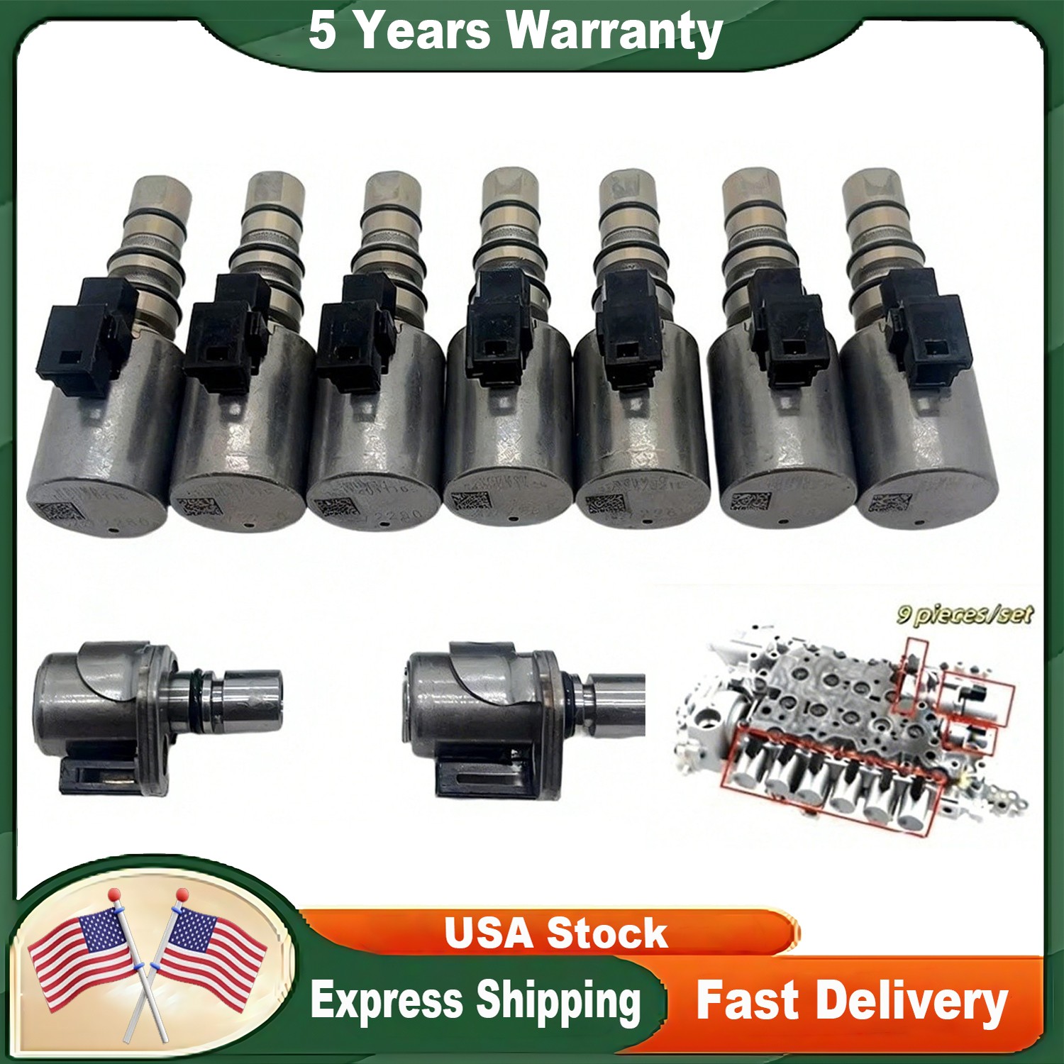 9X TRANSMISSION SOLENOID FOR 2014-2025 CHEVY GMC SILVERADO SIERRA 1500 8L45 8L90 9X TRANSMISSION SOLENOID FOR 2014-2025 CHEVY GMC SILVERADO SIERRA 1500 8L45 8L90