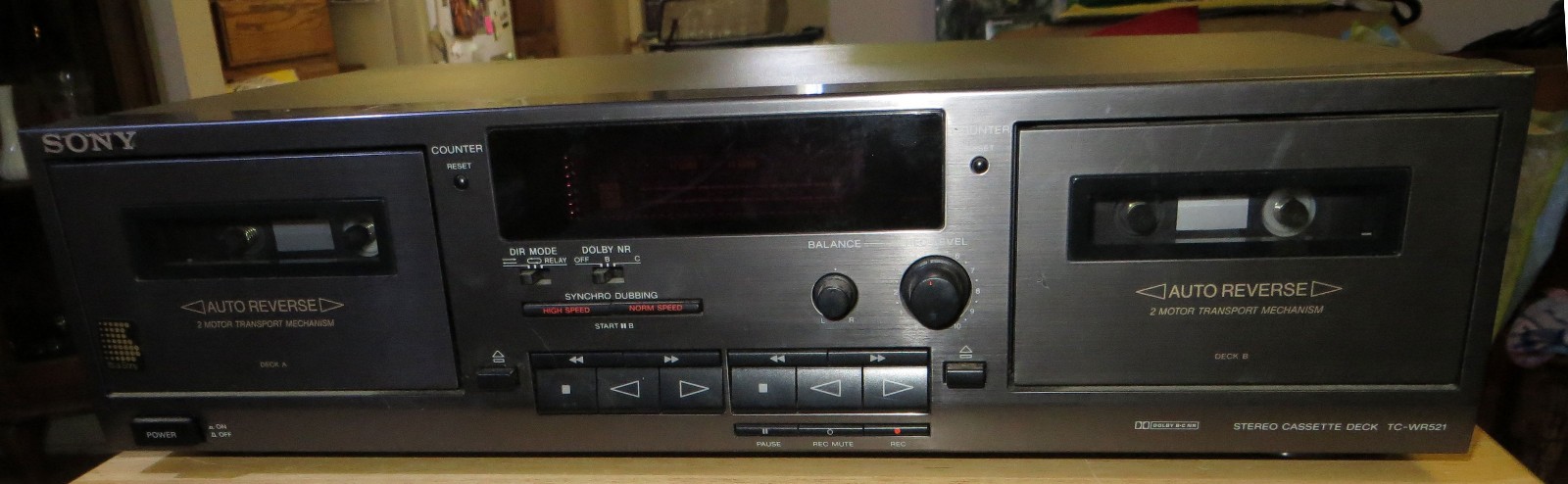 Vintage Sony TC-WR521 Stereo Dubbing Dual Cassette Deck for Parts