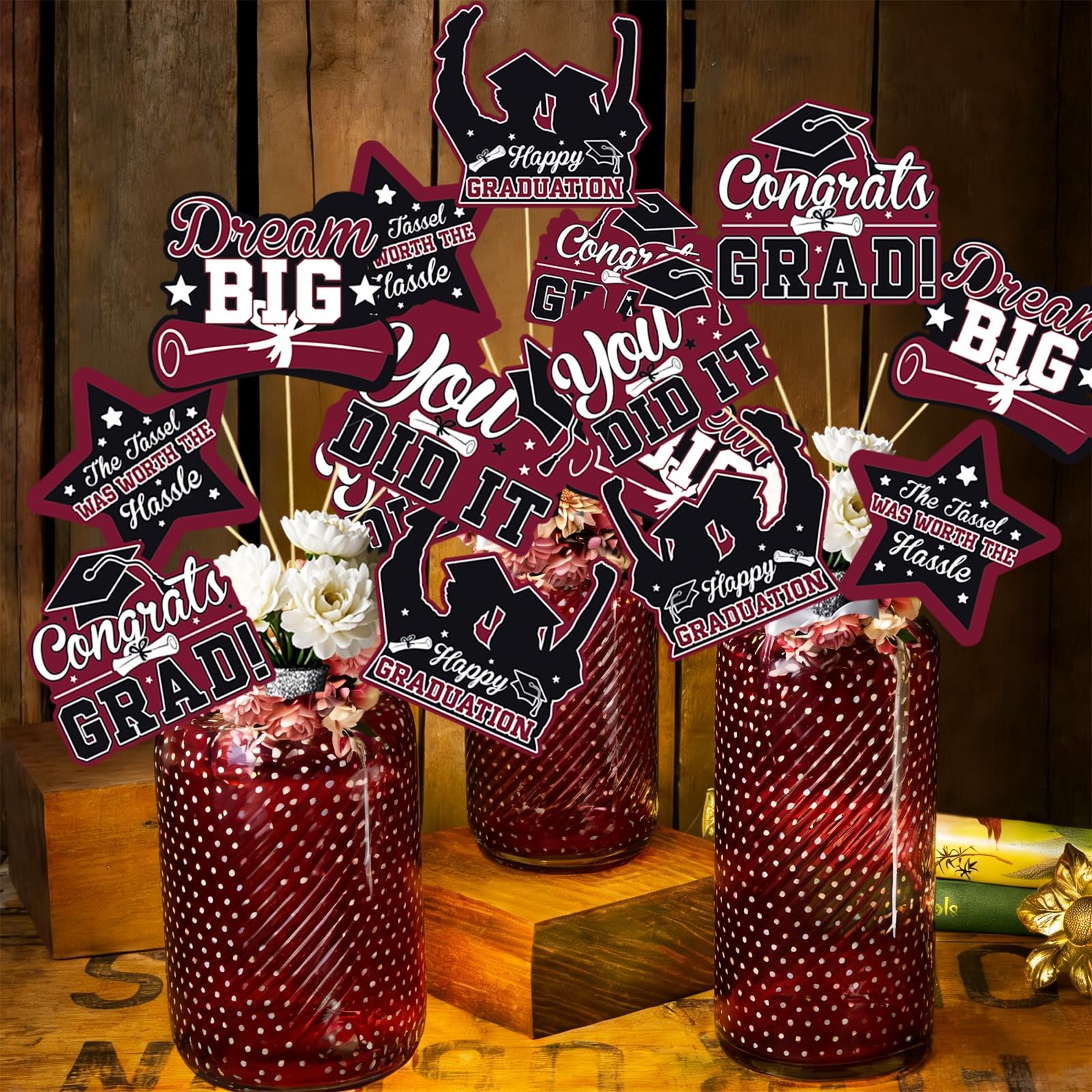 Graduation Table Decorations Maroon White/Maroon Graduation Decorations Class...