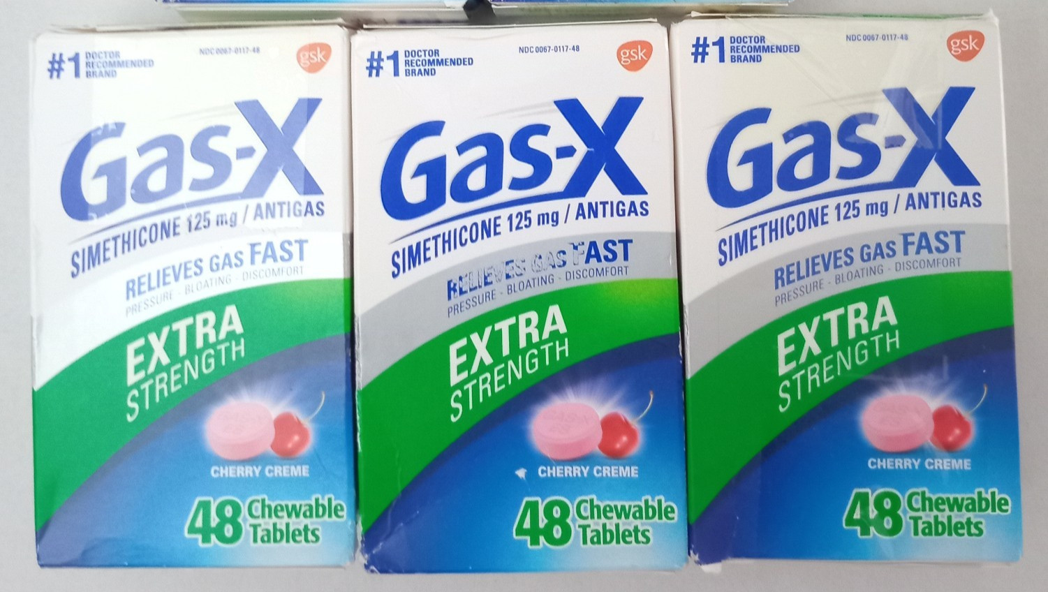 3x Gas-X Chewable Tablets LOT Cherry Creme 48 ct EXP 10/2026