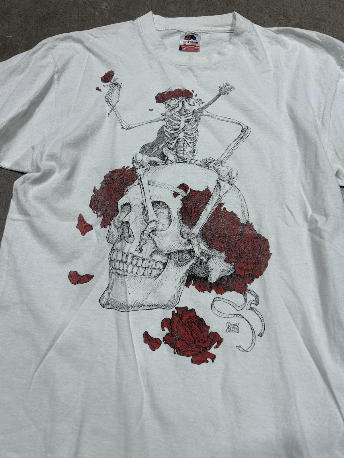 Vintage 1985 Grateful Dead Grail Roses Rare Single Stitch White T Shirt Large Vintage 1985 Grateful Dead Grail Roses Rare Single Stitch White T Shirt Large