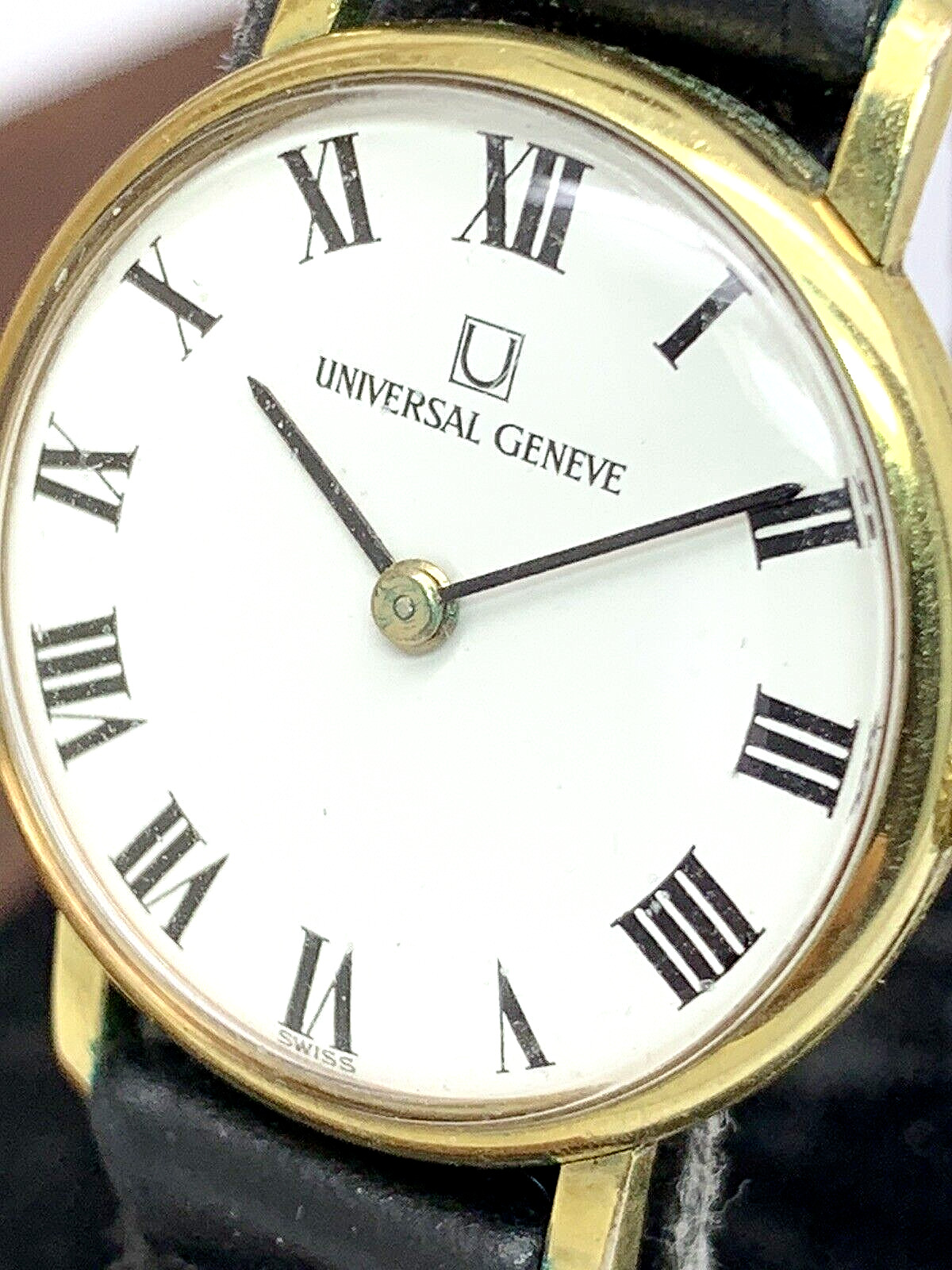 Universal Geneve Women\'s Watch 1970\'S Vintage Swiss Wind White Dial 25mm Leather