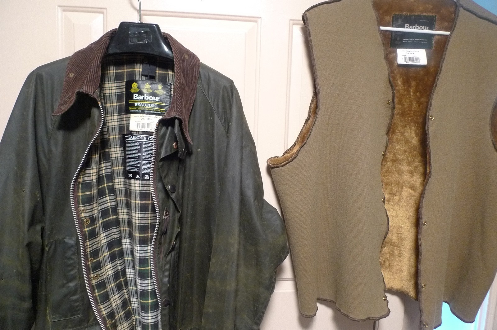 BARBOUR -A150 BEAUFORT WAX COTTON JACKET & LINER - SAGE - SHABBY CHIC-  48