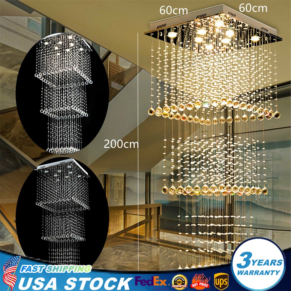 K9 Luxury Crystal Pendant Lamp Ceiling Lighting Chandelier Raindrop Lobby