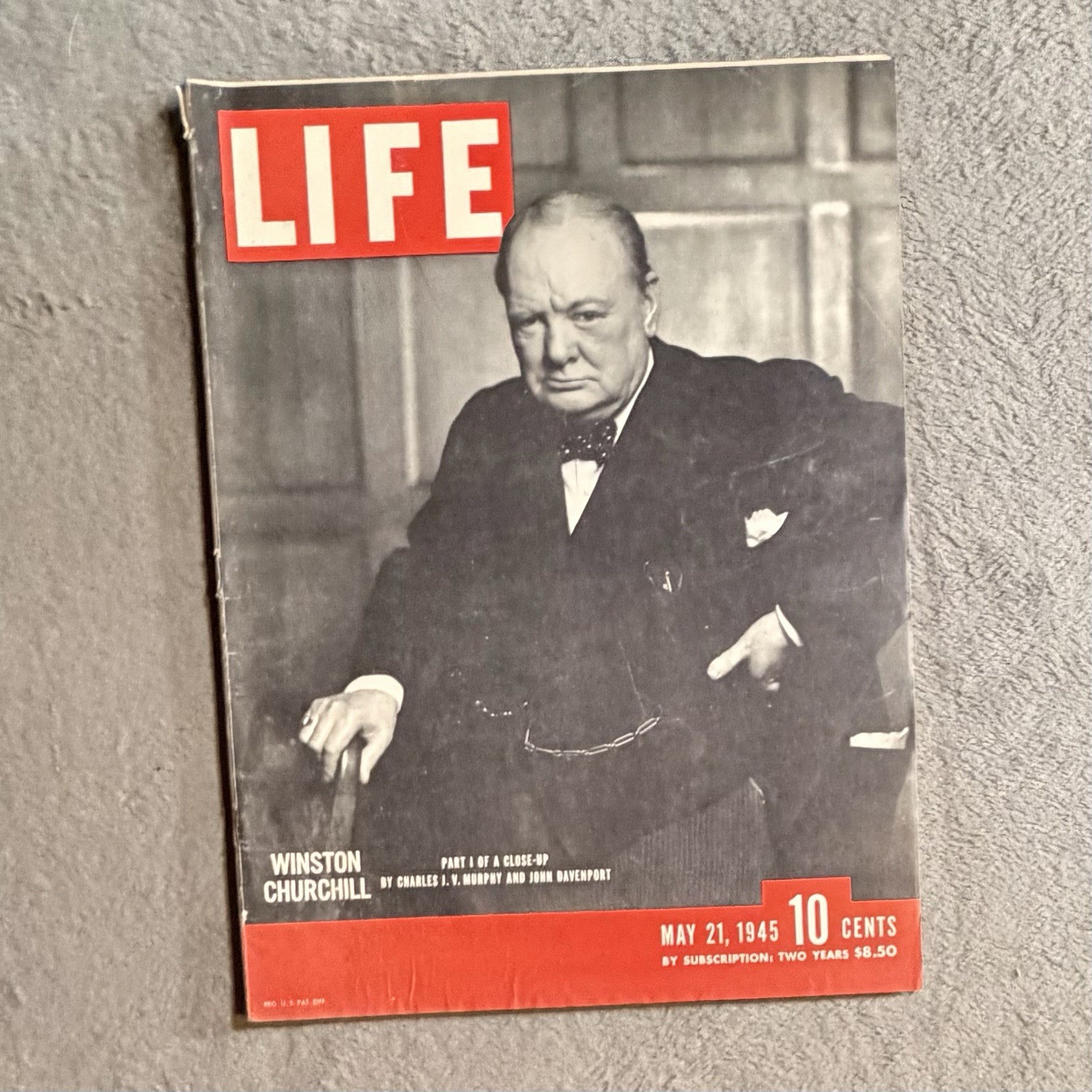 LIFE Magazine May 21 1945 Winston Churchill Karsh Roaring Lion Cover WWII Reims