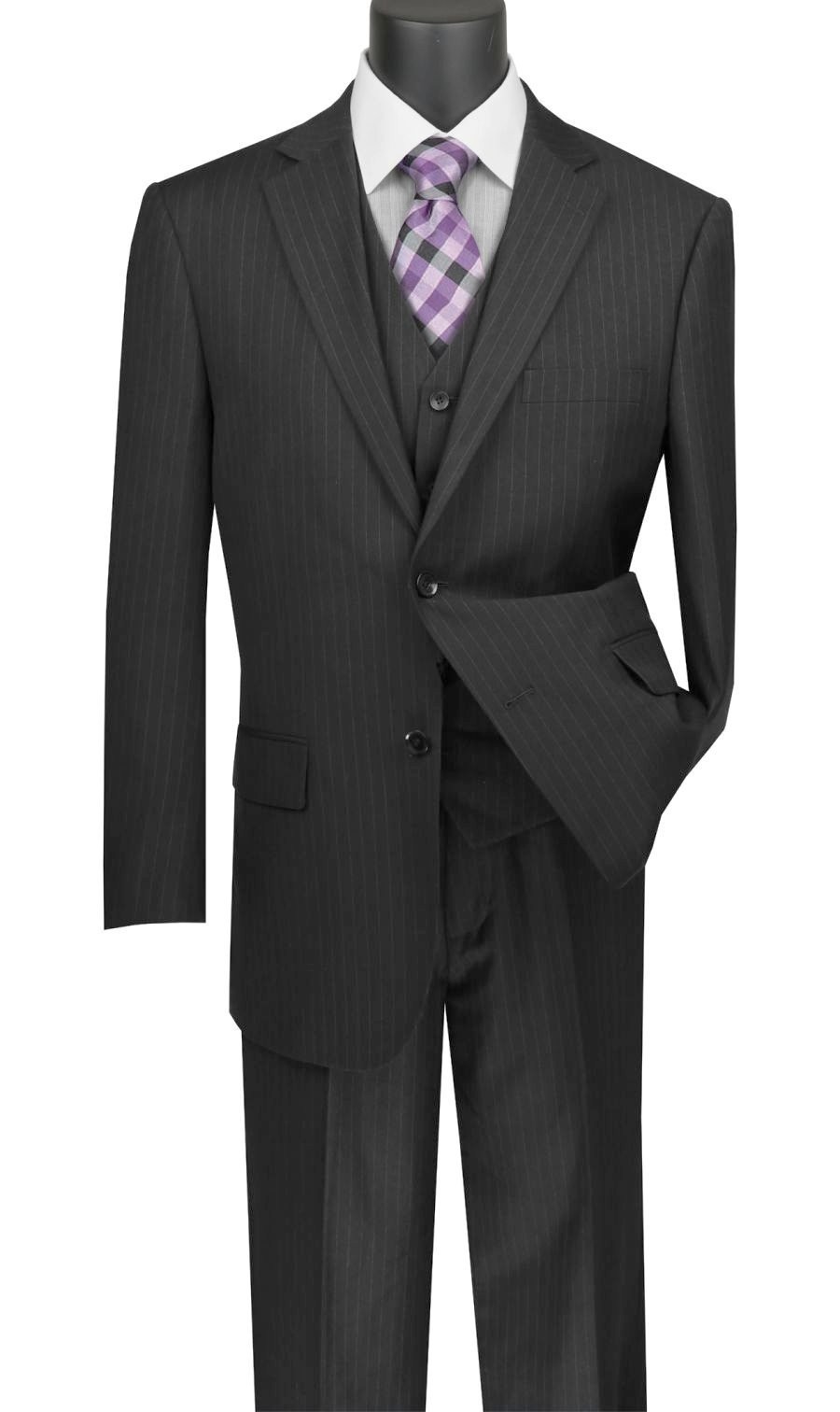 Vinci Men's Regular Fit 3-Piece Tone on Tone Stripe Suit Vinci Men's Regular Fit 3-Piece Tone on Tone Stripe Suit