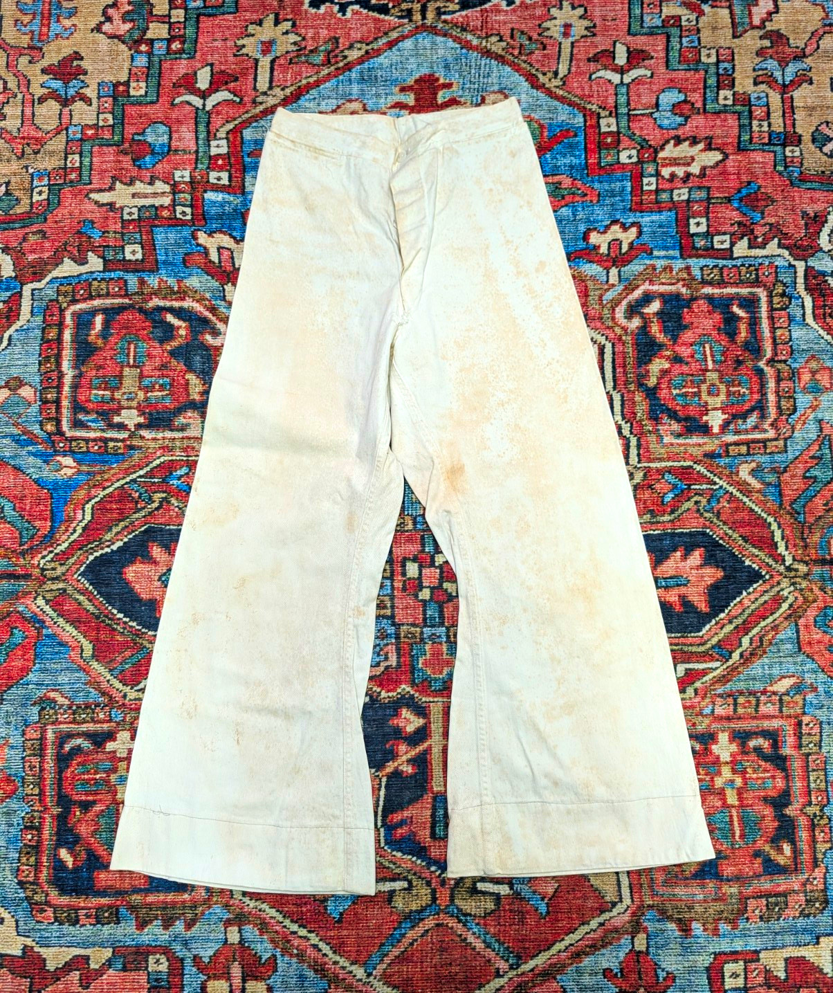 Vintage 1940s WWII USN Bell Bottom Pants Small White Stencil Bell Bottom USA Vintage 1940s WWII USN Bell Bottom Pants Small White Stencil Bell Bottom USA