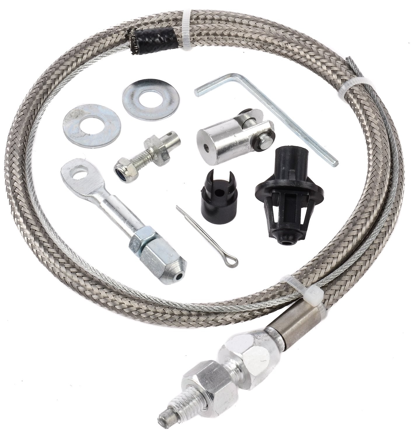 JEGS Stainless Steel Adjustable Throttle Cable [24 in. Length]