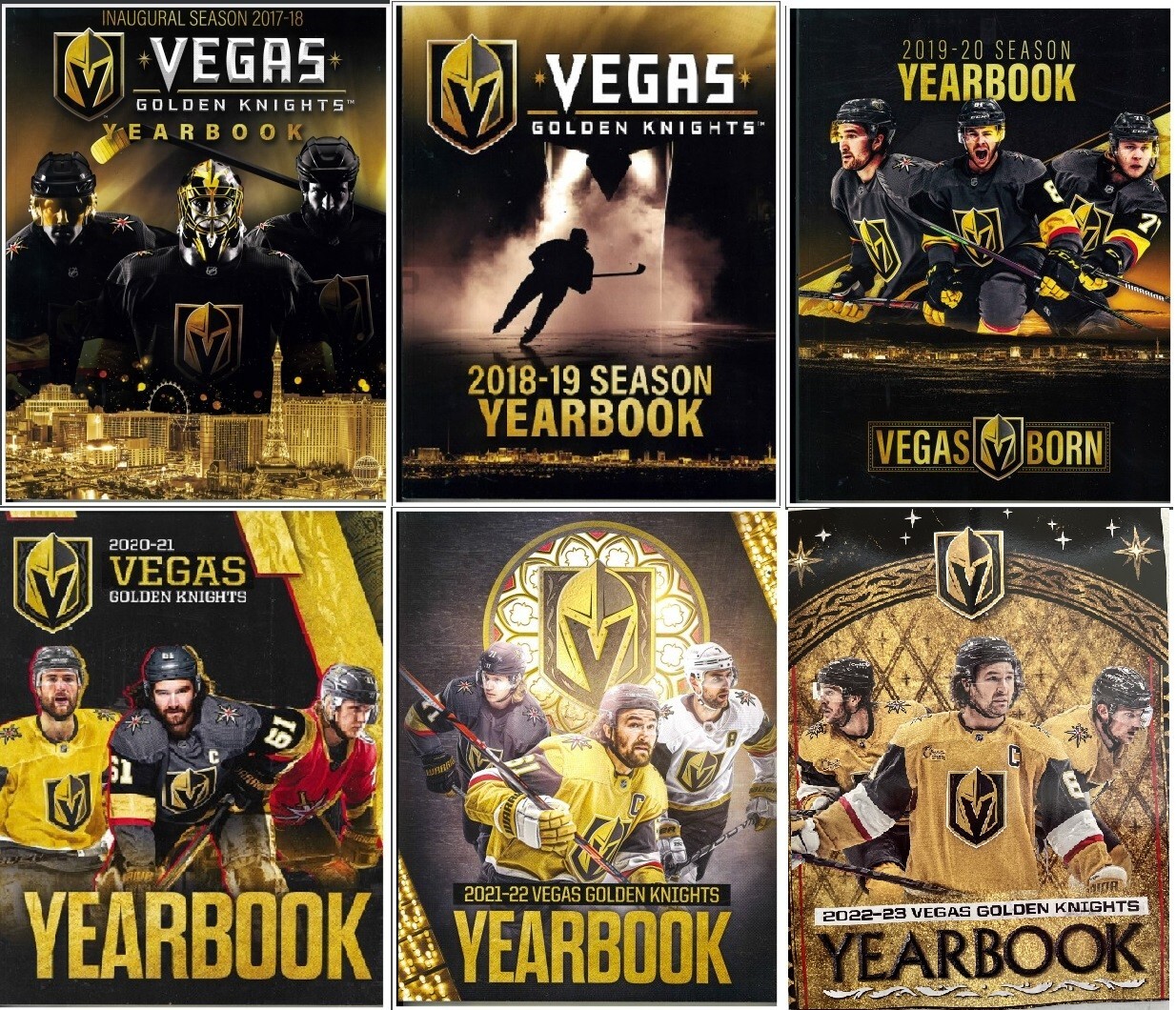 2017 2023 VEGAS GOLDEN KNIGHTS YEARBOOK COLLECTION 6 DIFFERENT STANLEY CUP FINAL