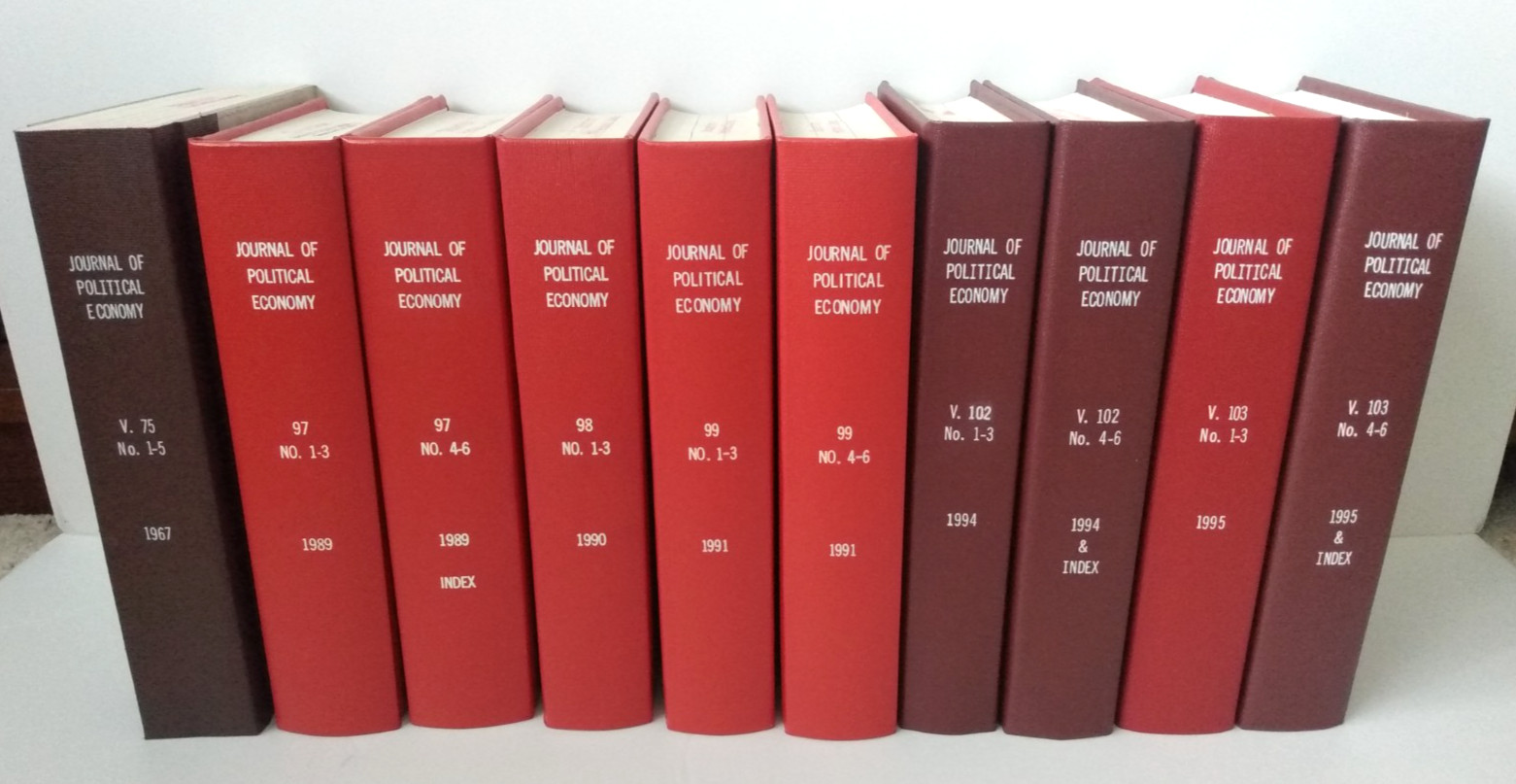 10 Bound Volumes Journal of Political Economy 1967, 1989, 1990, 1991, 1994, 1995