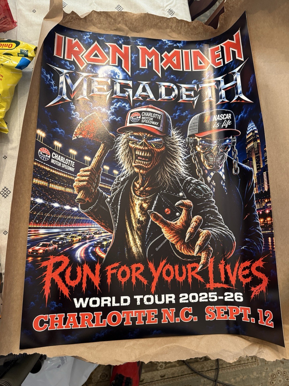 Iron Maiden Run For Your Lives World Tour 2025-26 Charlotte NC Sept 12 Poster Iron Maiden Run For Your Lives World Tour 2025-26 Charlotte NC Sept 12 Poster