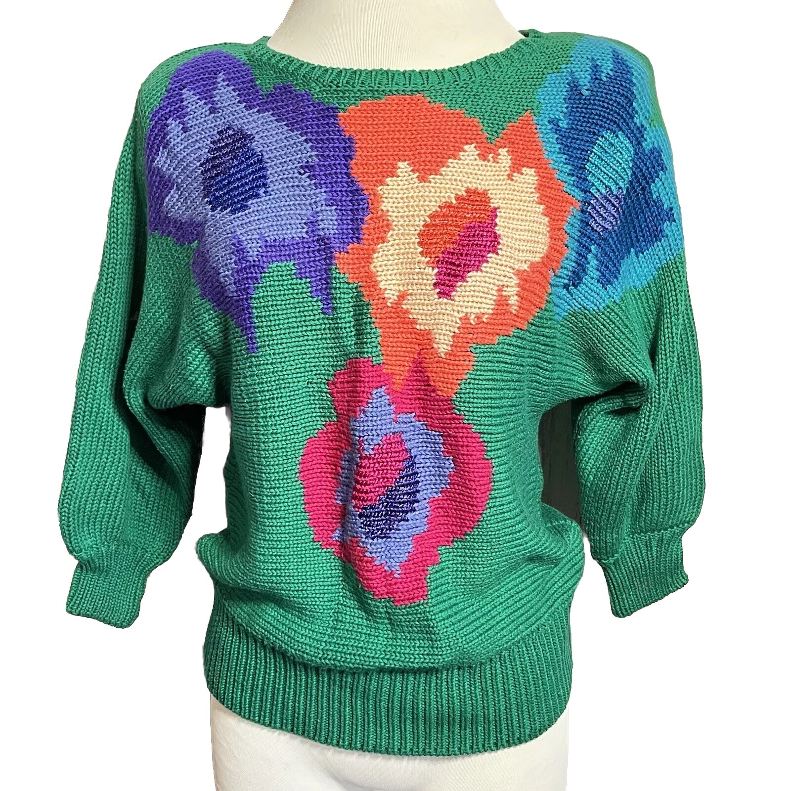 Golden Girls RARE 1990s Women’s Medium Dolman Green Floral 3/4 Sleeve Sweater Golden Girls RARE 1990s Women’s Medium Dolman Green Floral 3/4 Sleeve Sweater