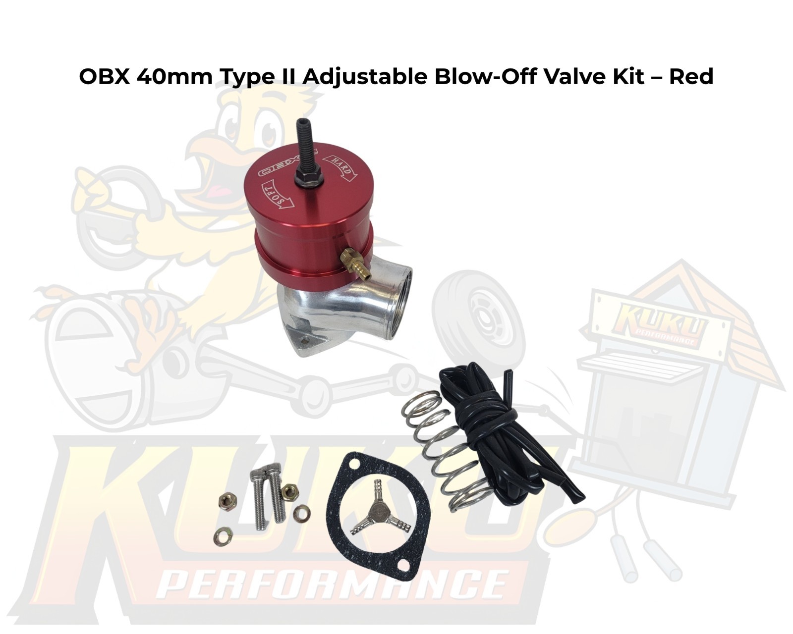 OBX 40mm Type II Adjustable Blow Off Valve Red Universal Turbo Supercharger BOV