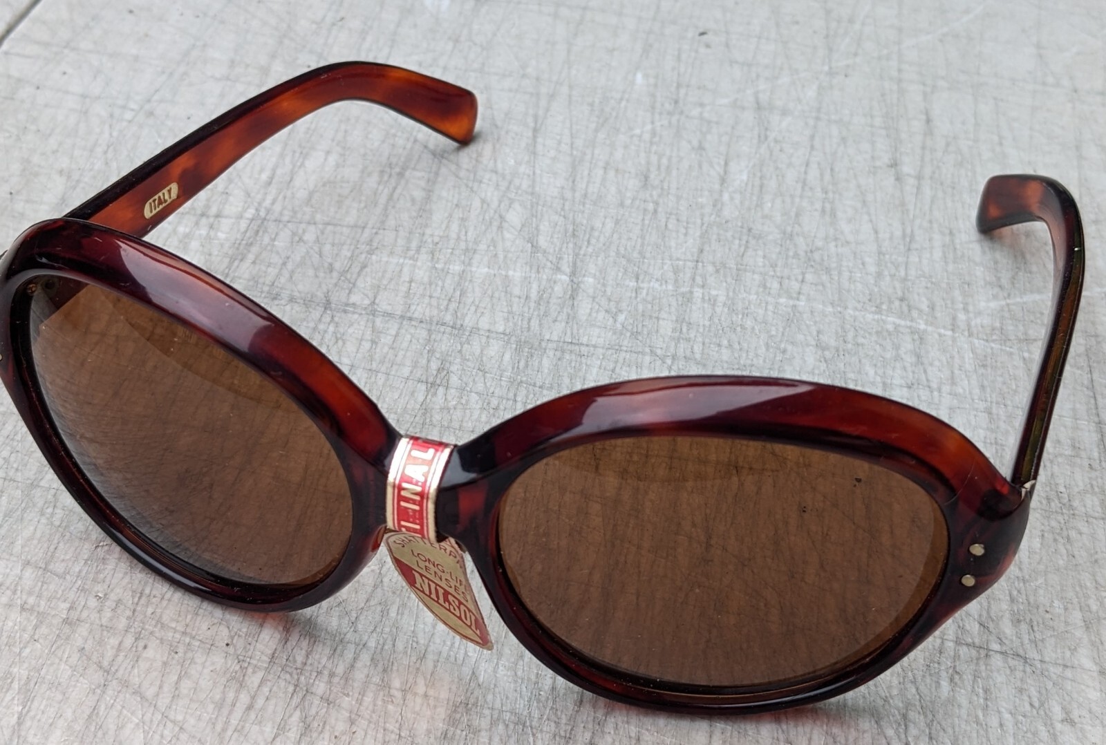Vintage 1950 - 70s Nilsol Sunglasses Italy Ladies Unisex Tortoise Shell NOS Red