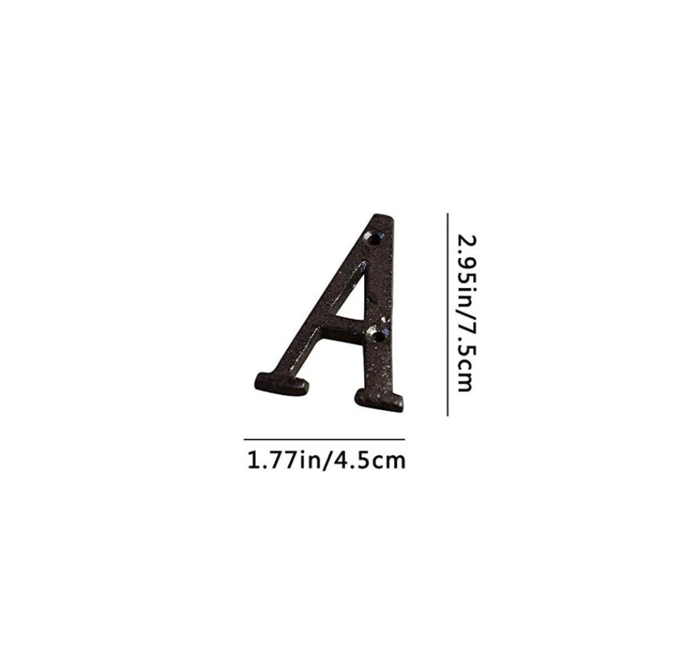 Cast Wrought Iron Black Antique House Door Address Alphabet Letters and Numbers