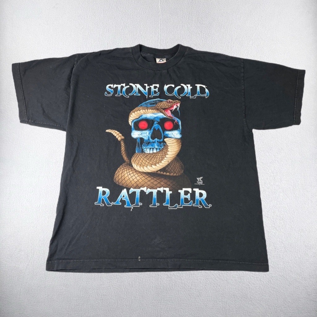 Vintage WWF Stone Cold Rattler 3:16 T Shirt Men 2XL Black 1998 I Bite Back Skull