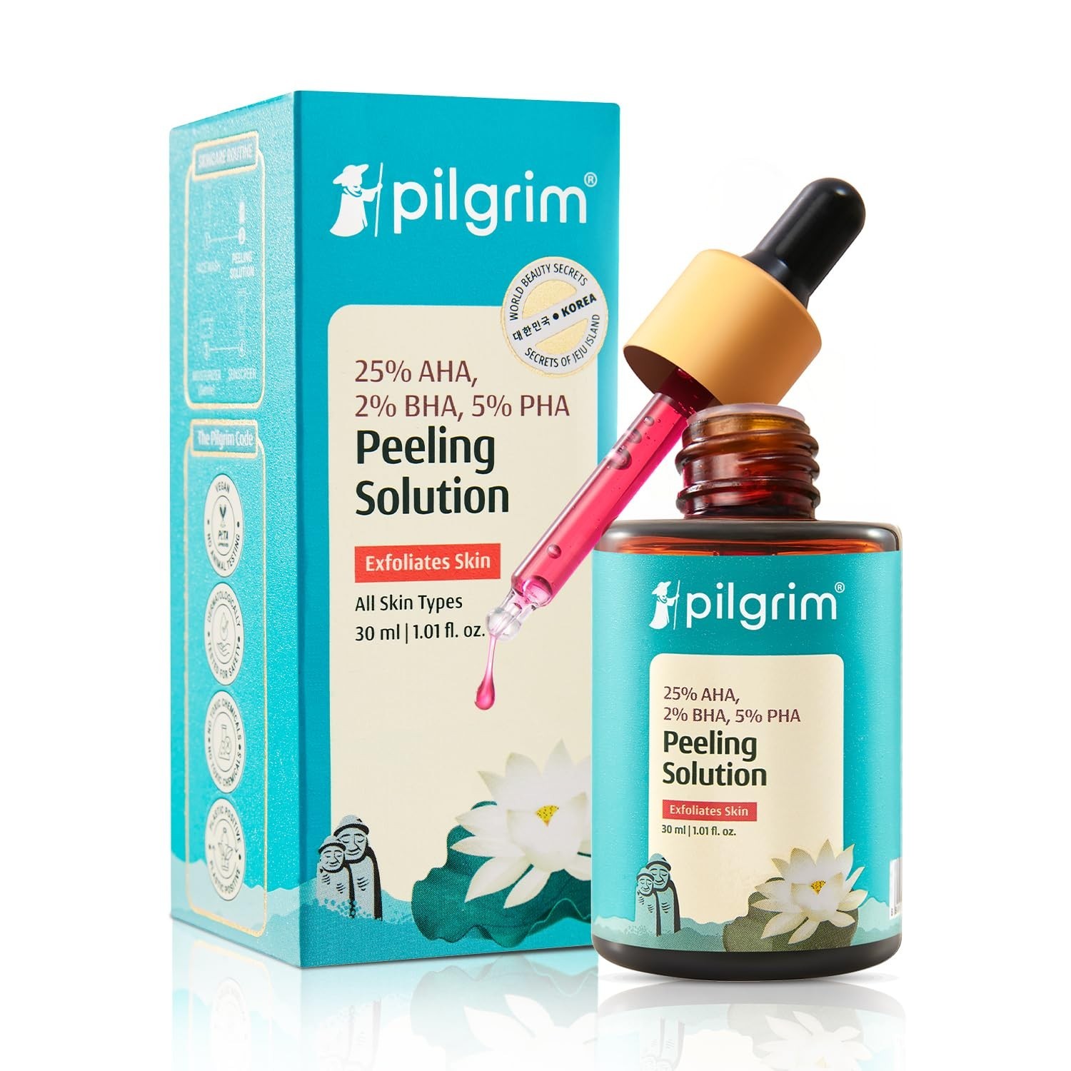 Pilgrim 25% AHA + 2% BHA + 5% PHA Peeling Solution 30ml For Face & Body Serum Pilgrim 25% AHA + 2% BHA + 5% PHA Peeling Solution 30ml For Face & Body Serum