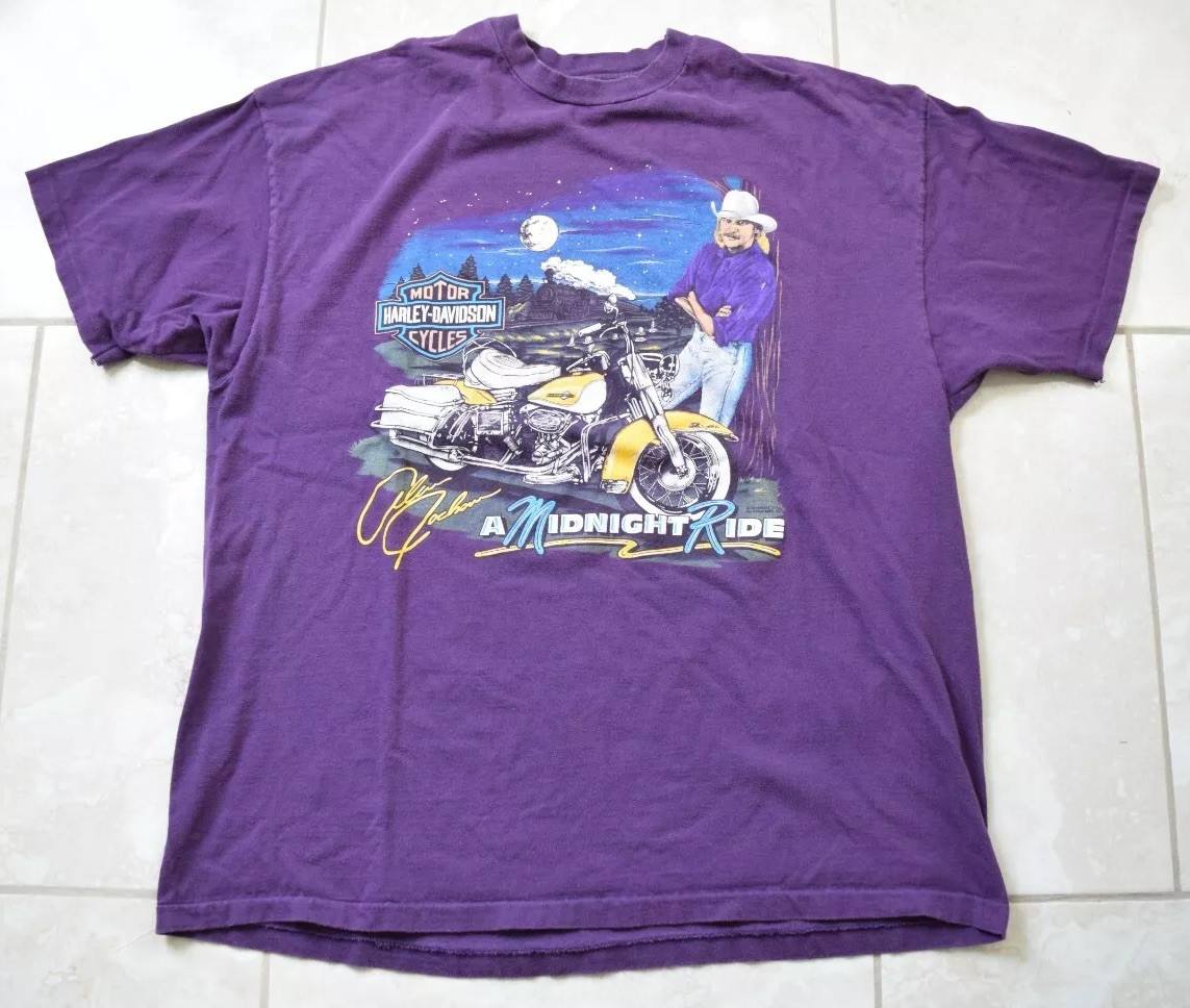 Vintage 1993 Thrashed Alan Jackson A Midnight Ride Shirt Tee XL Purple Tour