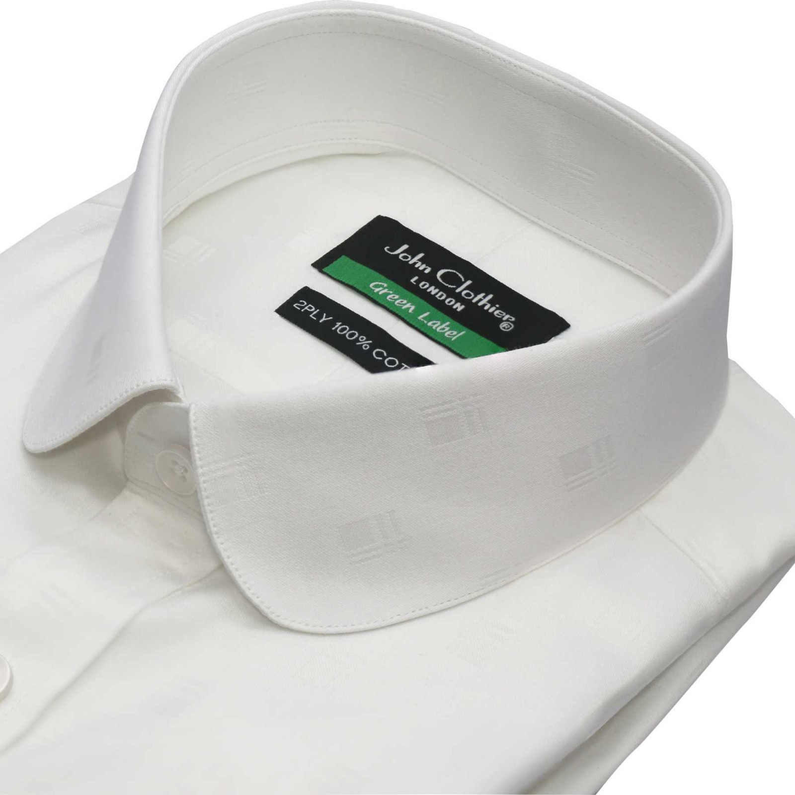 Men's Penny Round Club Collar White Textured Shirt 1930s Vintage Retro Edwardian