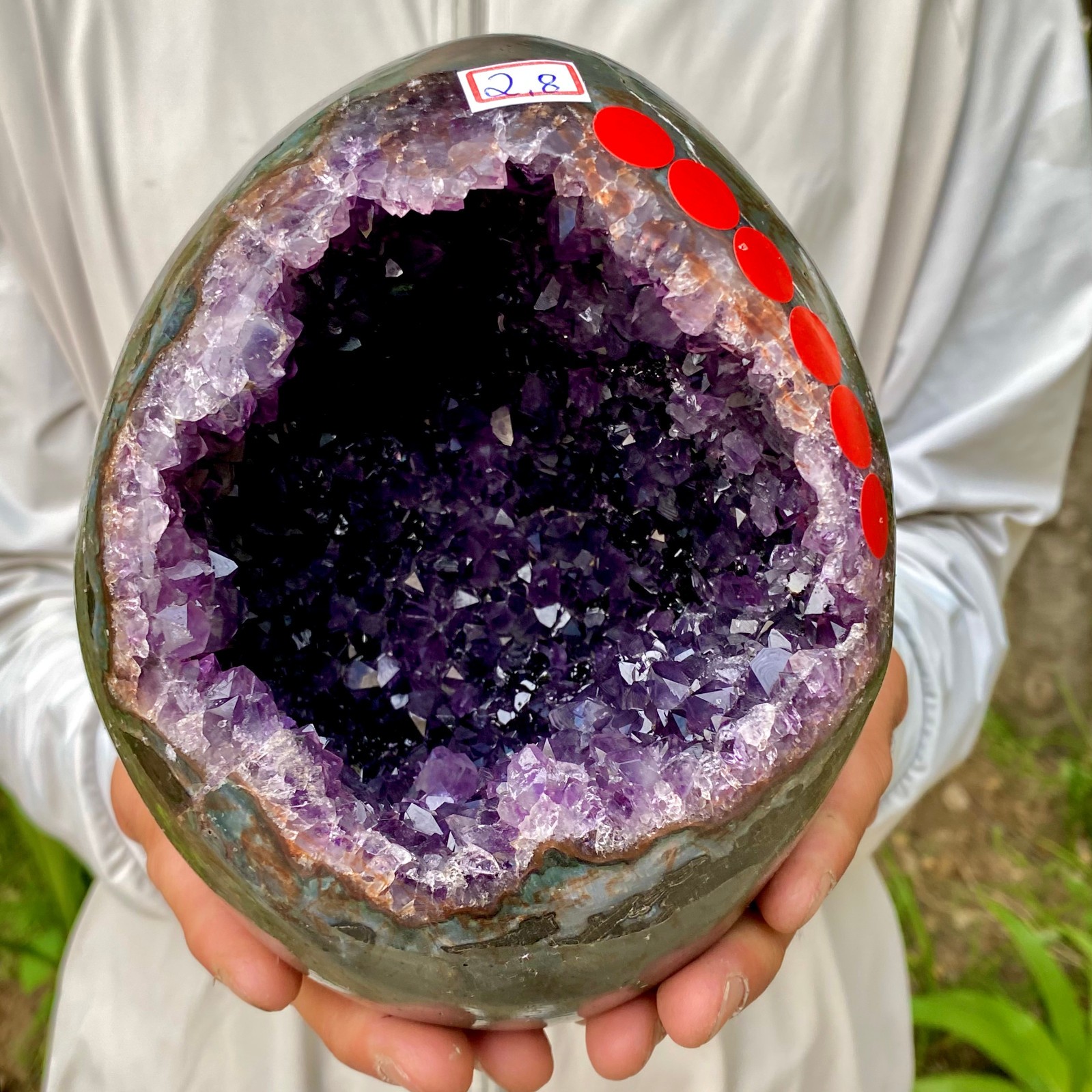 6.15LB High quality Natural Amethyst geode quartz crystal Dinosaur egg healing
