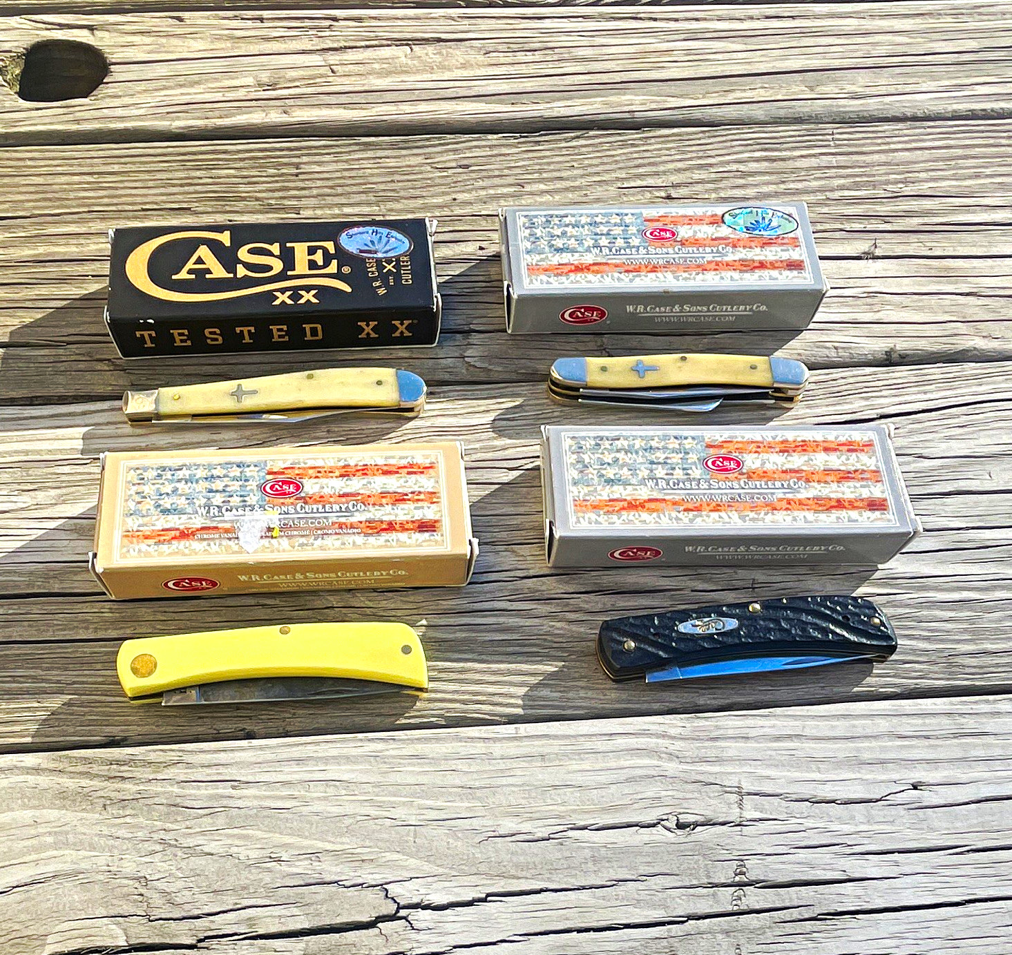Case XX Tested XX  lot of  4 knives Pocketknives w/ Boxes Slipjoint