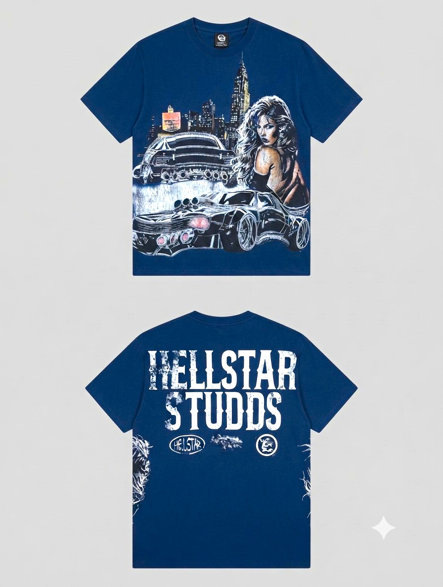 Hellstar Men’s Navy Oversized Muscle Car Graphic T-Shirt Size XL Short Sleeve Hellstar Men’s Navy Oversized Muscle Car Graphic T-Shirt Size XL Short Sleeve