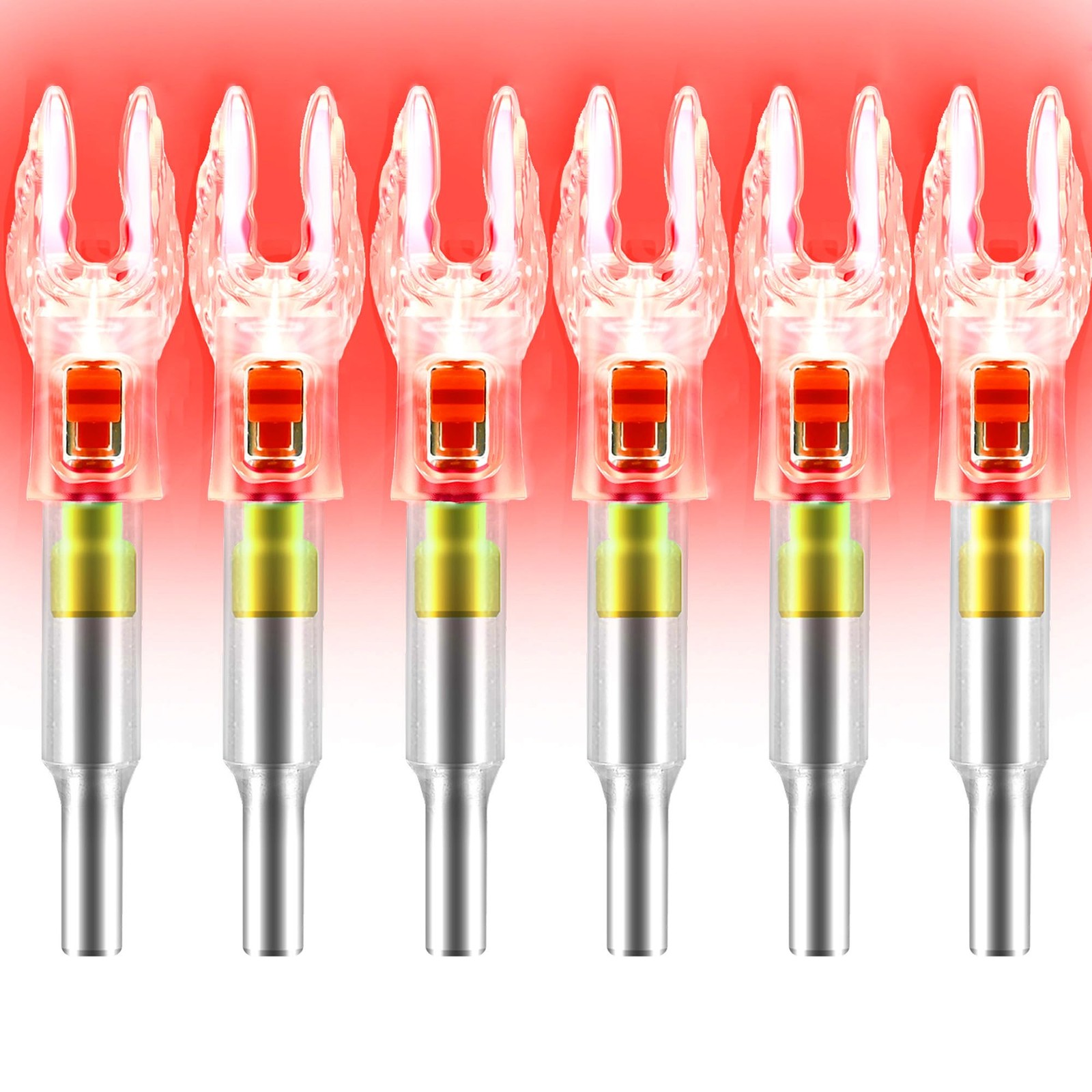 ACDSHOT 6 Pack X Lighted Nocks for Arrows with .204 .233 .244 .246 Inside Dia...