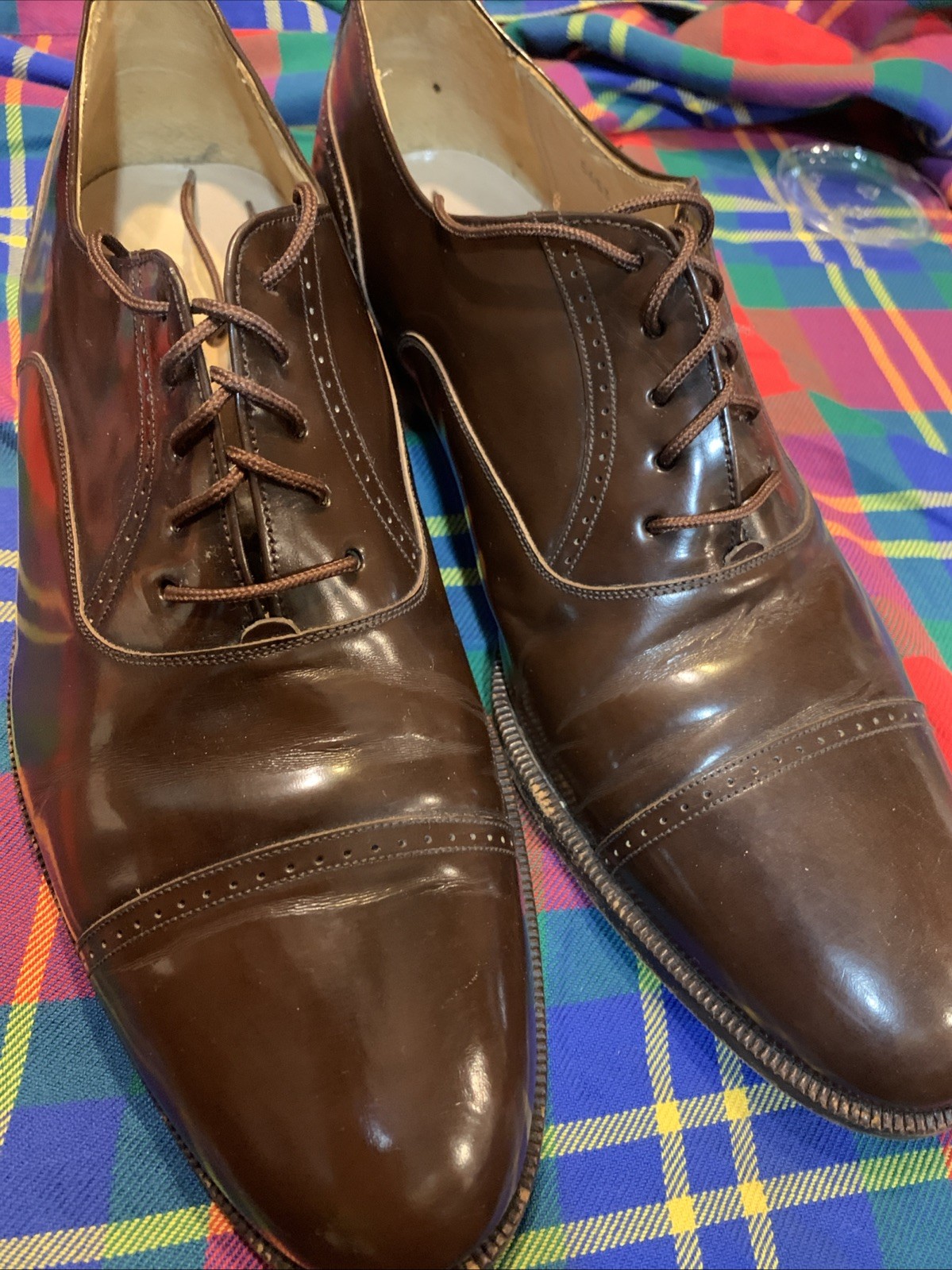 VTG Church\'s Custom Grade Messenger IV Brown Leather Cap Toe Oxfords UK 10 D