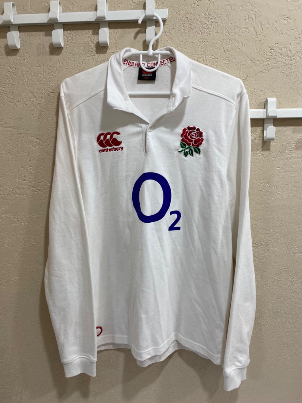 England 2015 Home Rugby Union Long Sleeve Shirt Canterbury Size S