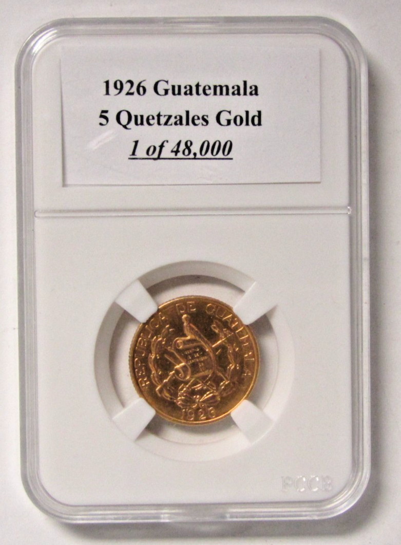 1926 Guatemala 5 Quetzales Gold KM#244