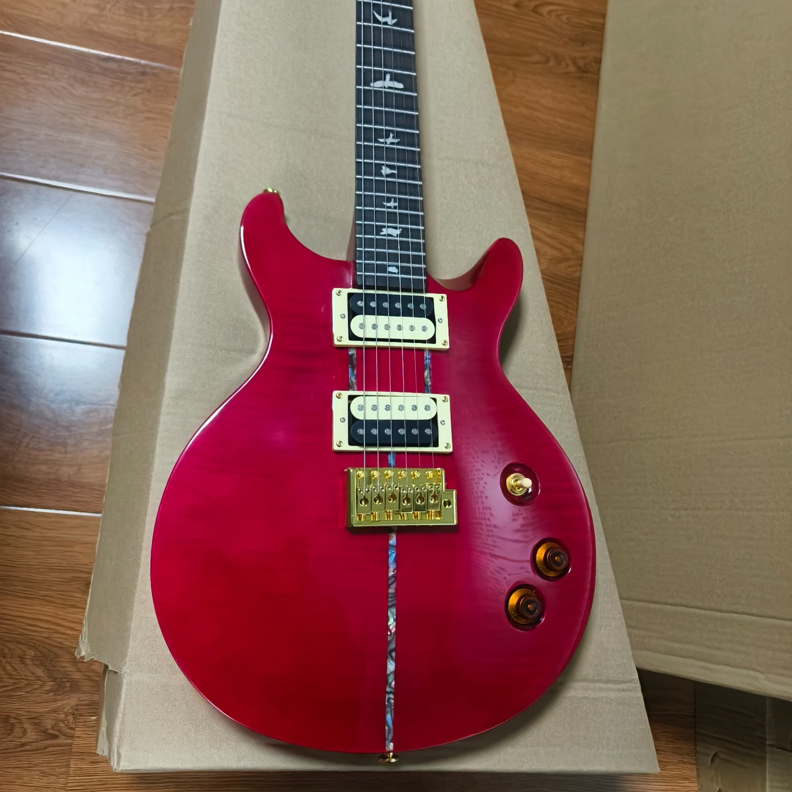 US Warehouse Red Tiger Flame Maple Solid Body Electric Guitar Bird Fret Inlay US Warehouse Red Tiger Flame Maple Solid Body Electric Guitar Bird Fret Inlay