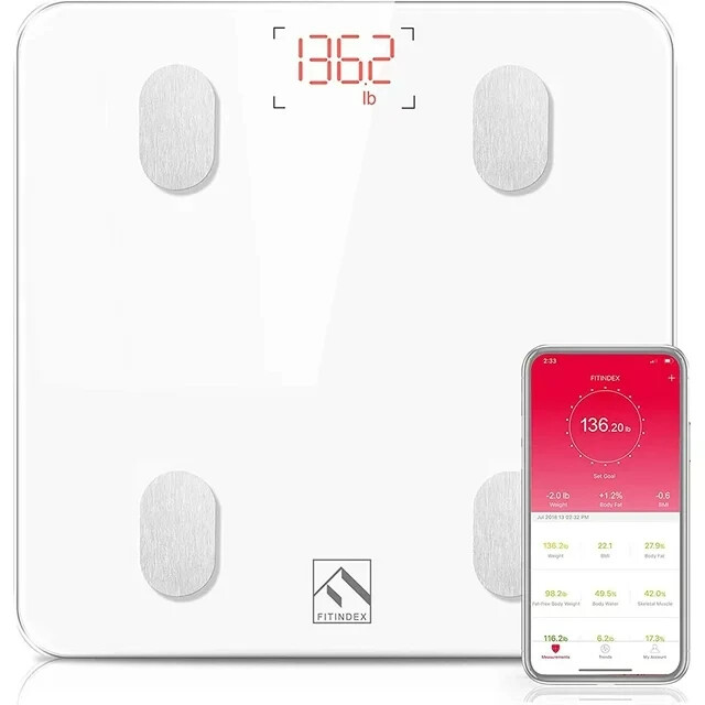 FITINDEX Bluetooth Body Fat Scale, Smart Digital Weight Scale, W/ Smartphone App FITINDEX Bluetooth Body Fat Scale, Smart Digital Weight Scale, W/ Smartphone App