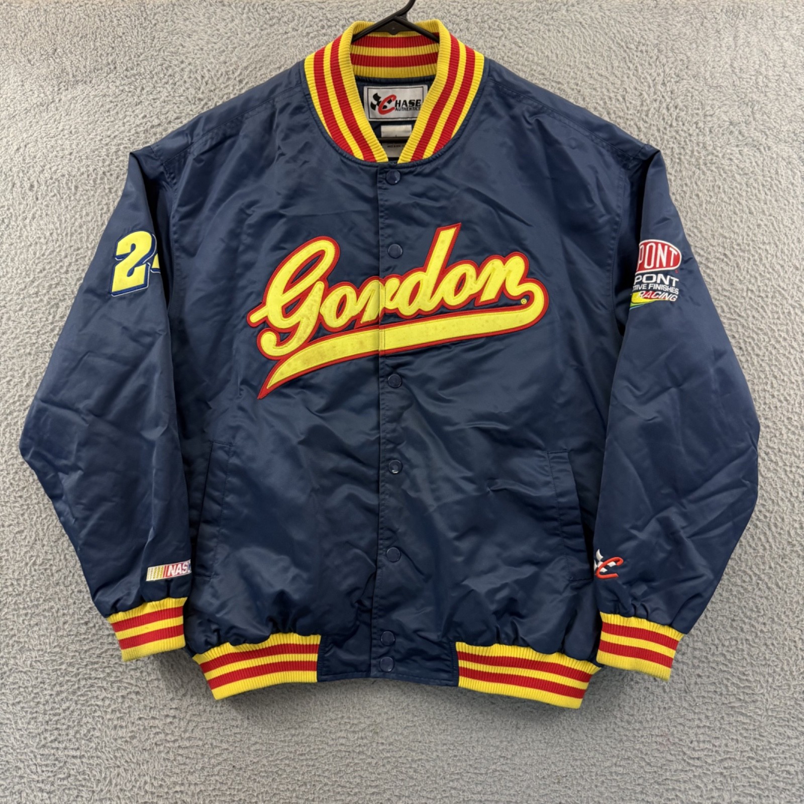 Vintage Jeff Gordon Jacket Mens Large Satin Bomber Chase Authentics 90s NASCAR