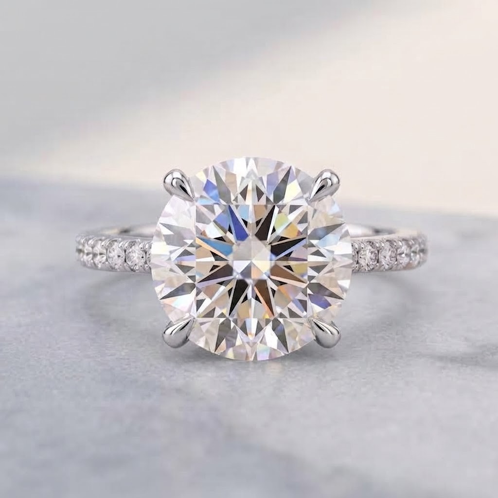 RARE 7.50 Ct Treated Round Cut White Diamond Solitaire Ring 925 Silver Certified