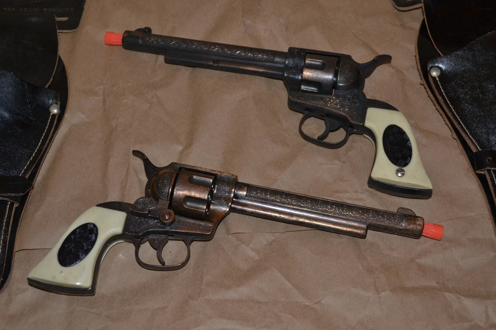 Vintage RARE 1957 LESLIE HENRY MARSHALL Copper Cap Gun Set with Leather Holster Vintage RARE 1957 LESLIE HENRY MARSHALL Copper Cap Gun Set with Leather Holster