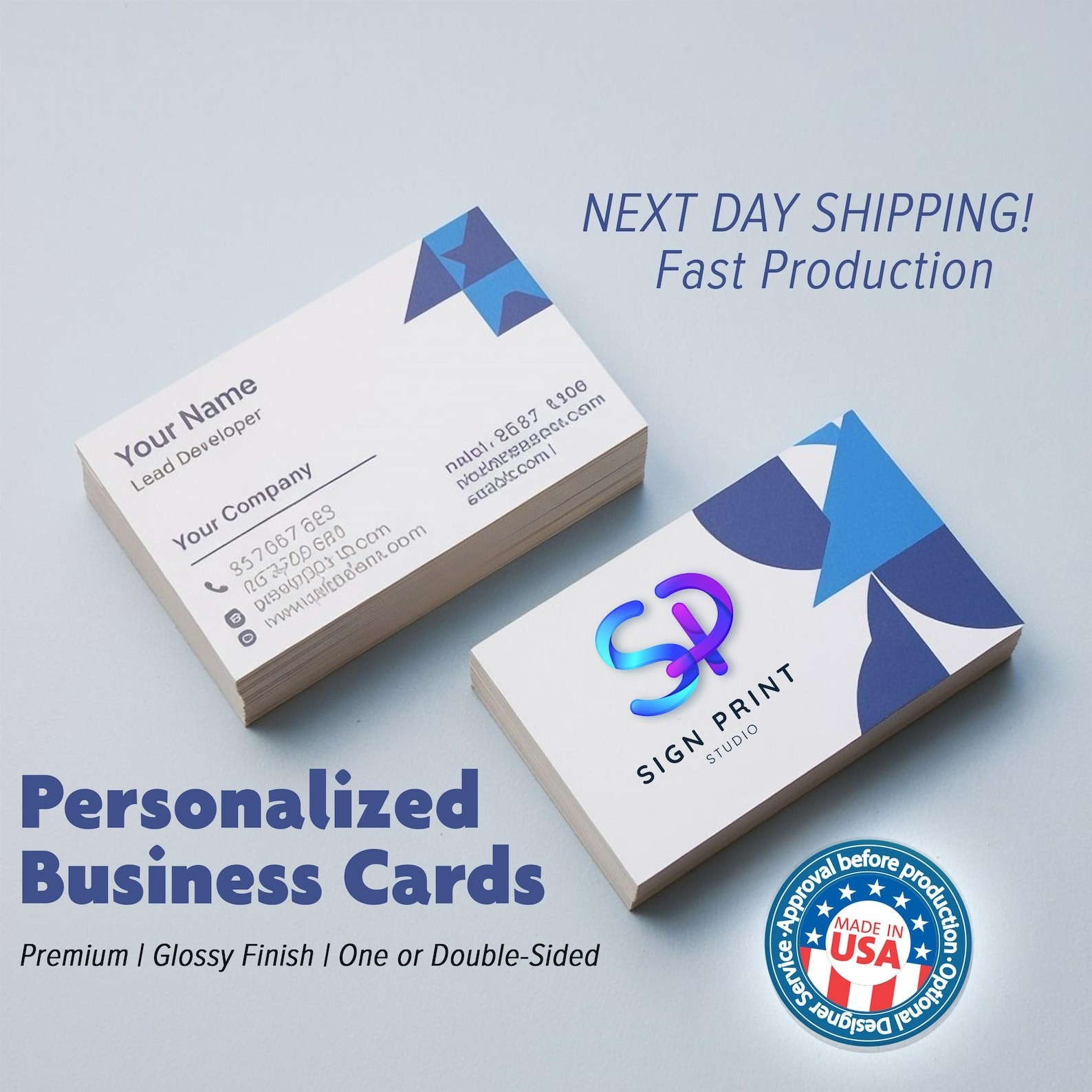 100 Pcs Personalized Business Cards, Custom Logo Print, Small Busines Branding