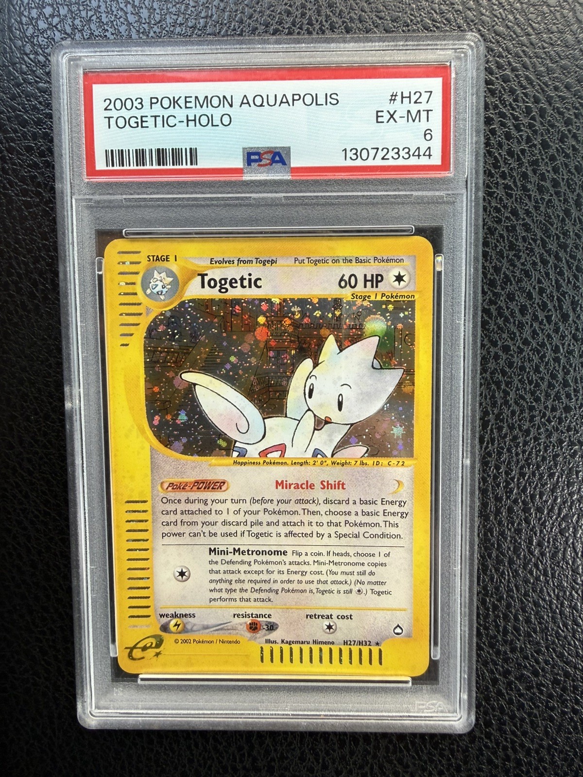 2003 POKEMON AQUAPOLIS #H27 TOGETIC-HOLO PSA 6 EX-MT 2003 POKEMON AQUAPOLIS #H27 TOGETIC-HOLO PSA 6 EX-MT