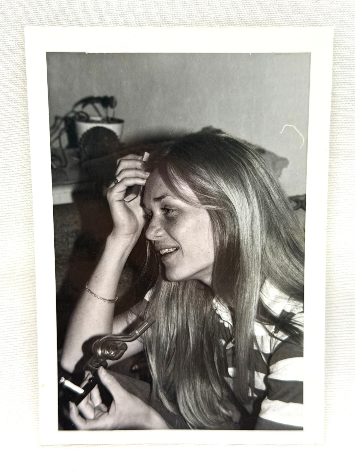 1970\'s Young Girl Woman Smoking Black & White Vintage Photo